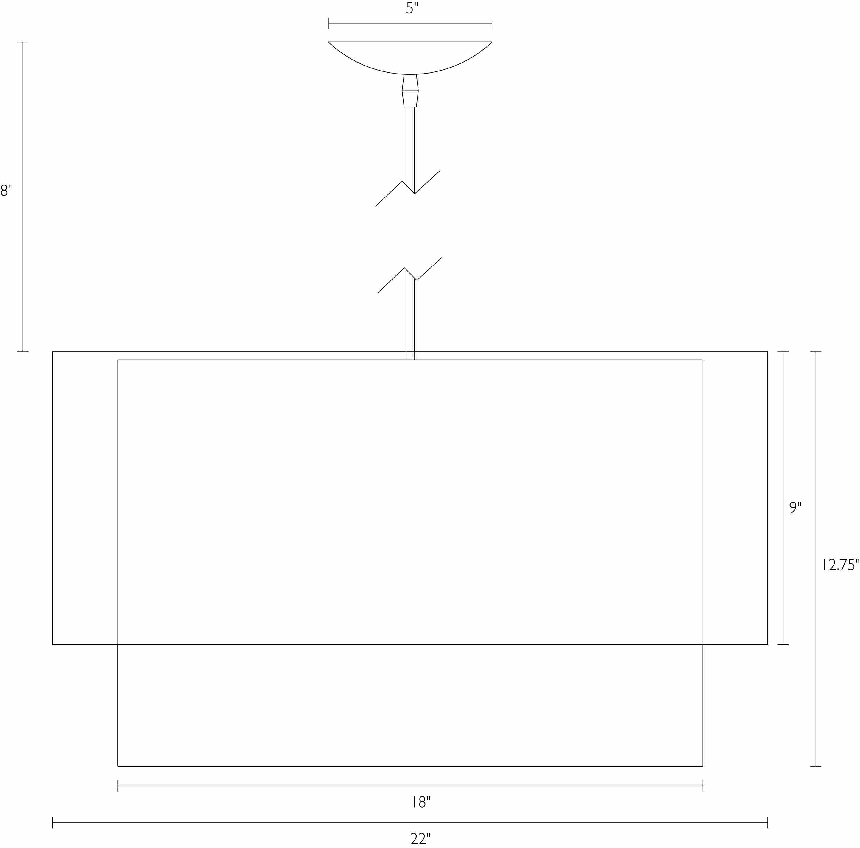 Detail of Leighton pendant dimension drawing.