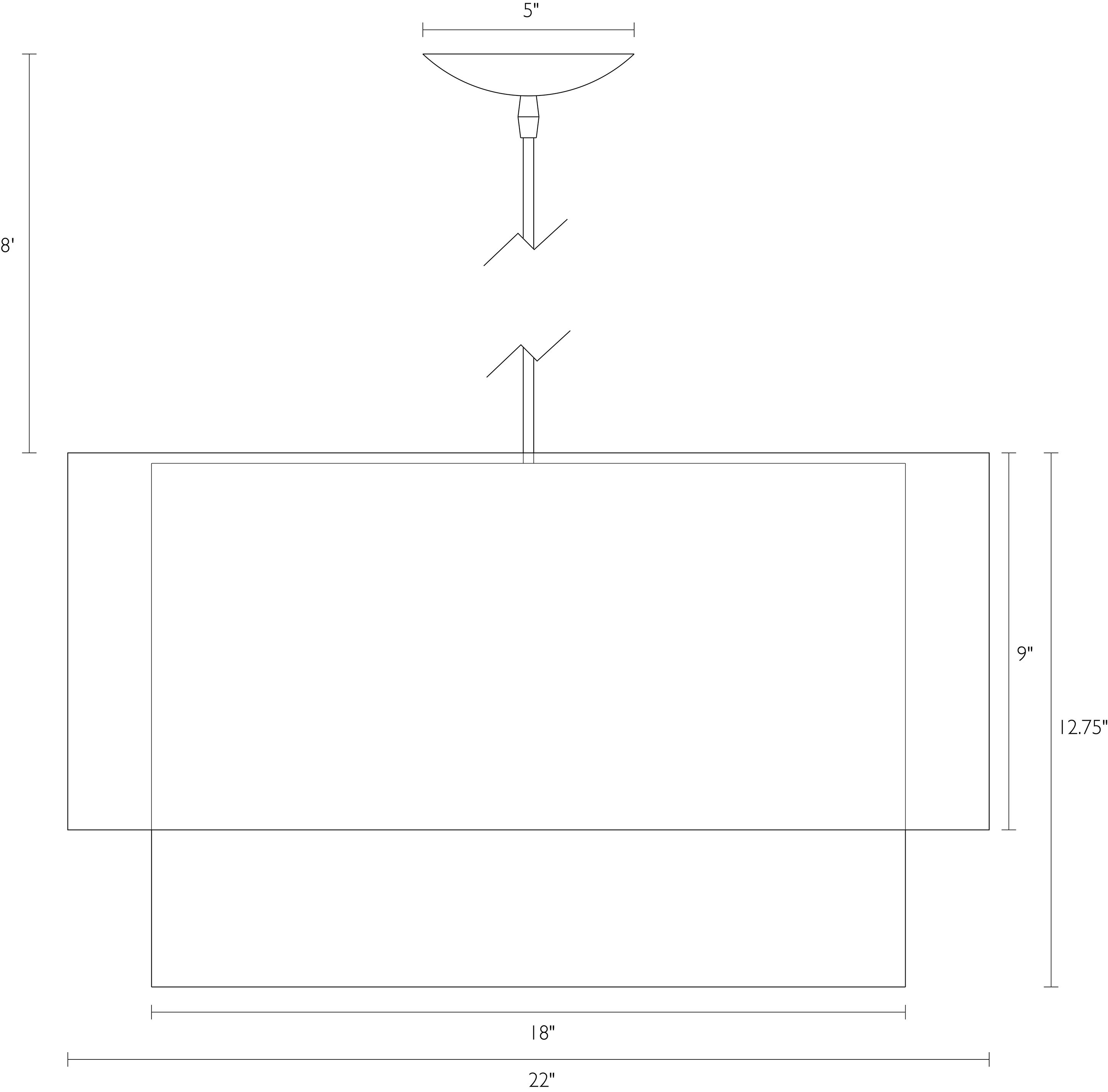 Detail of Leighton pendant dimension drawing.