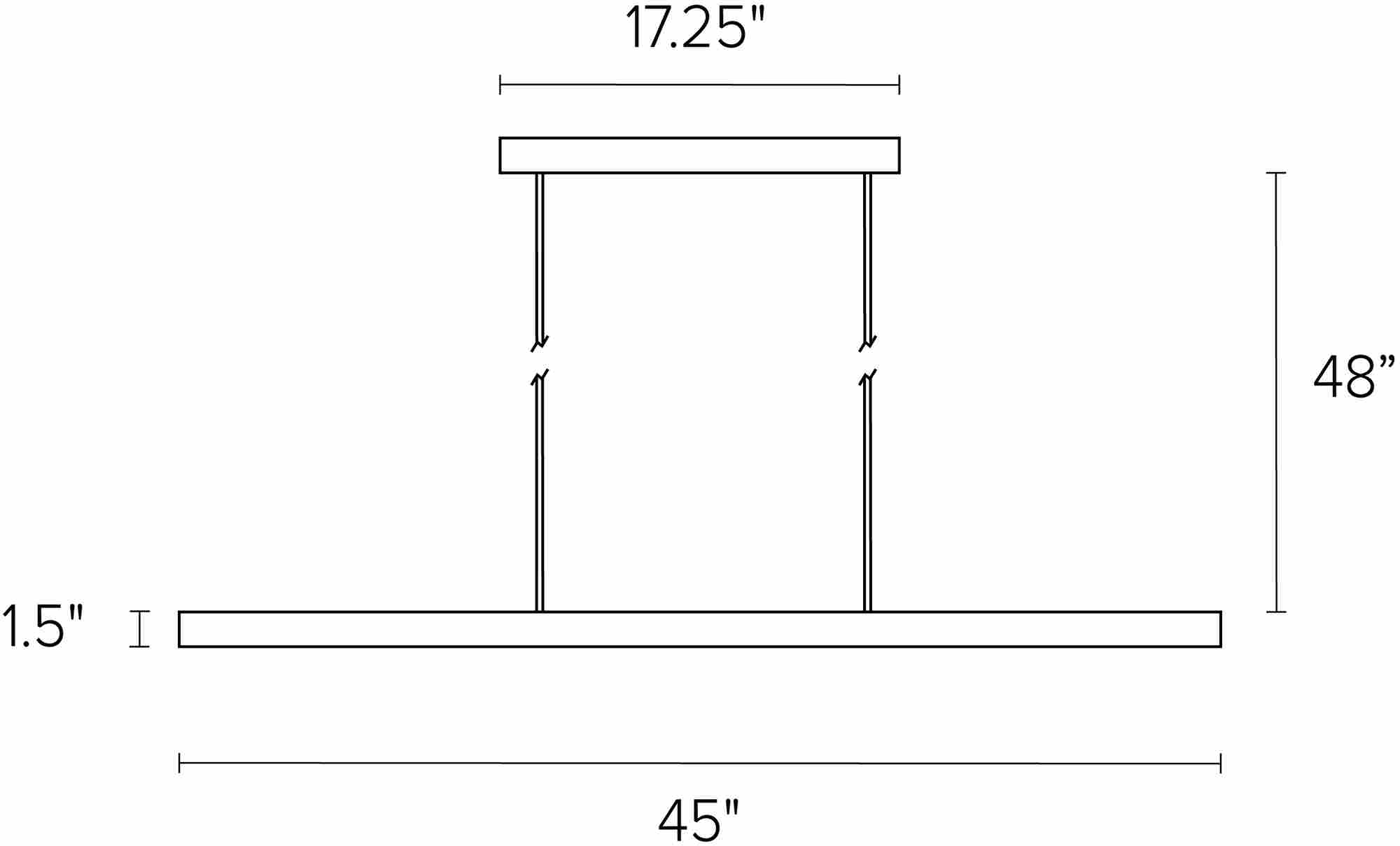 Lumi 45w 1.5d 1.5h Pendant Dimension Drawing.