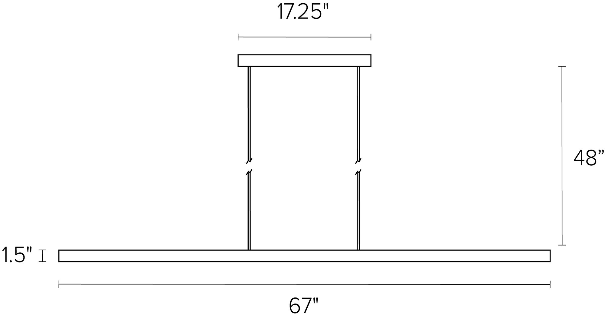 Lumi 67w 1.5d 1.5h Pendant Dimension Drawing.