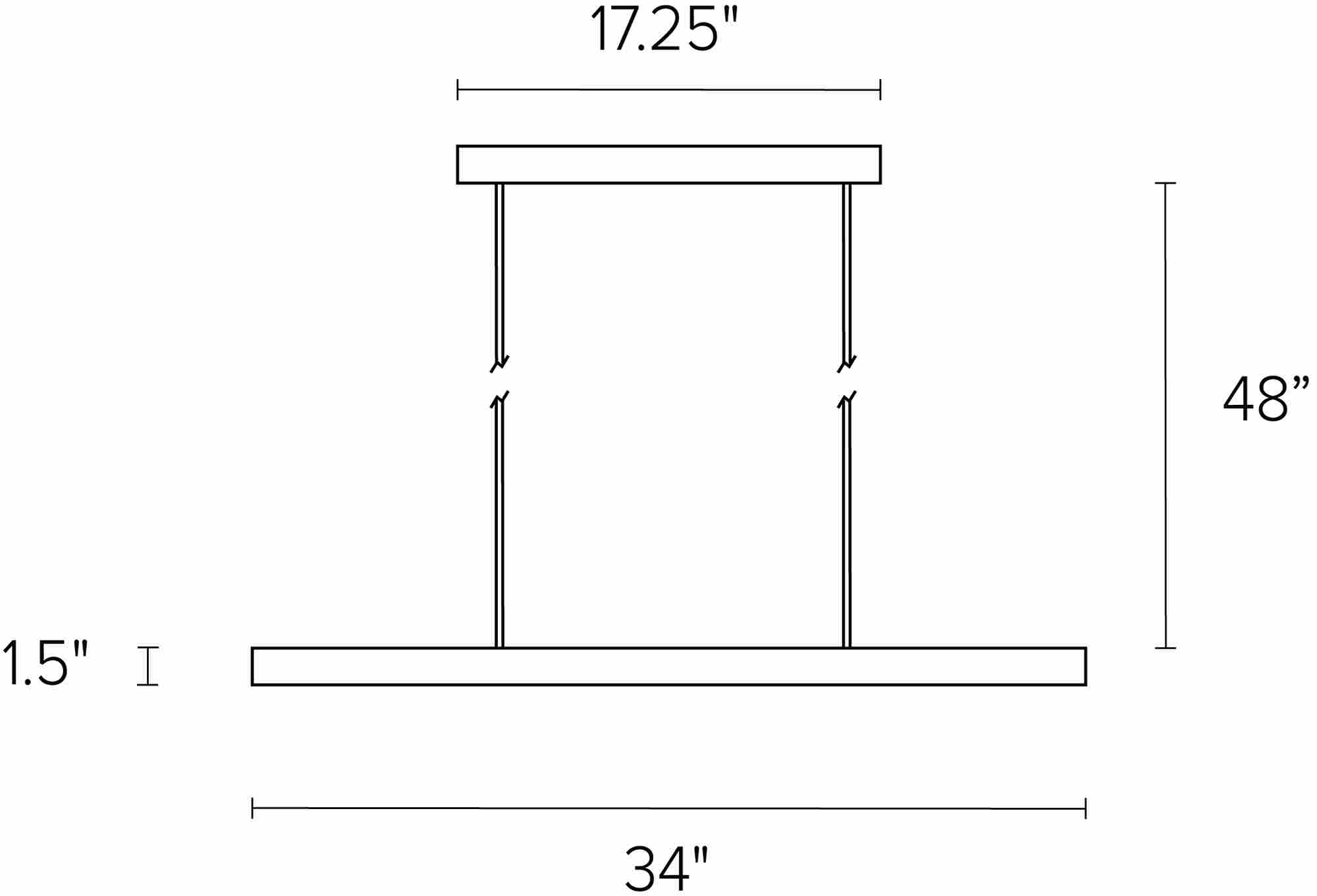 Lumi 34w 1.5d 1.5h Pendant Dimension Drawing.