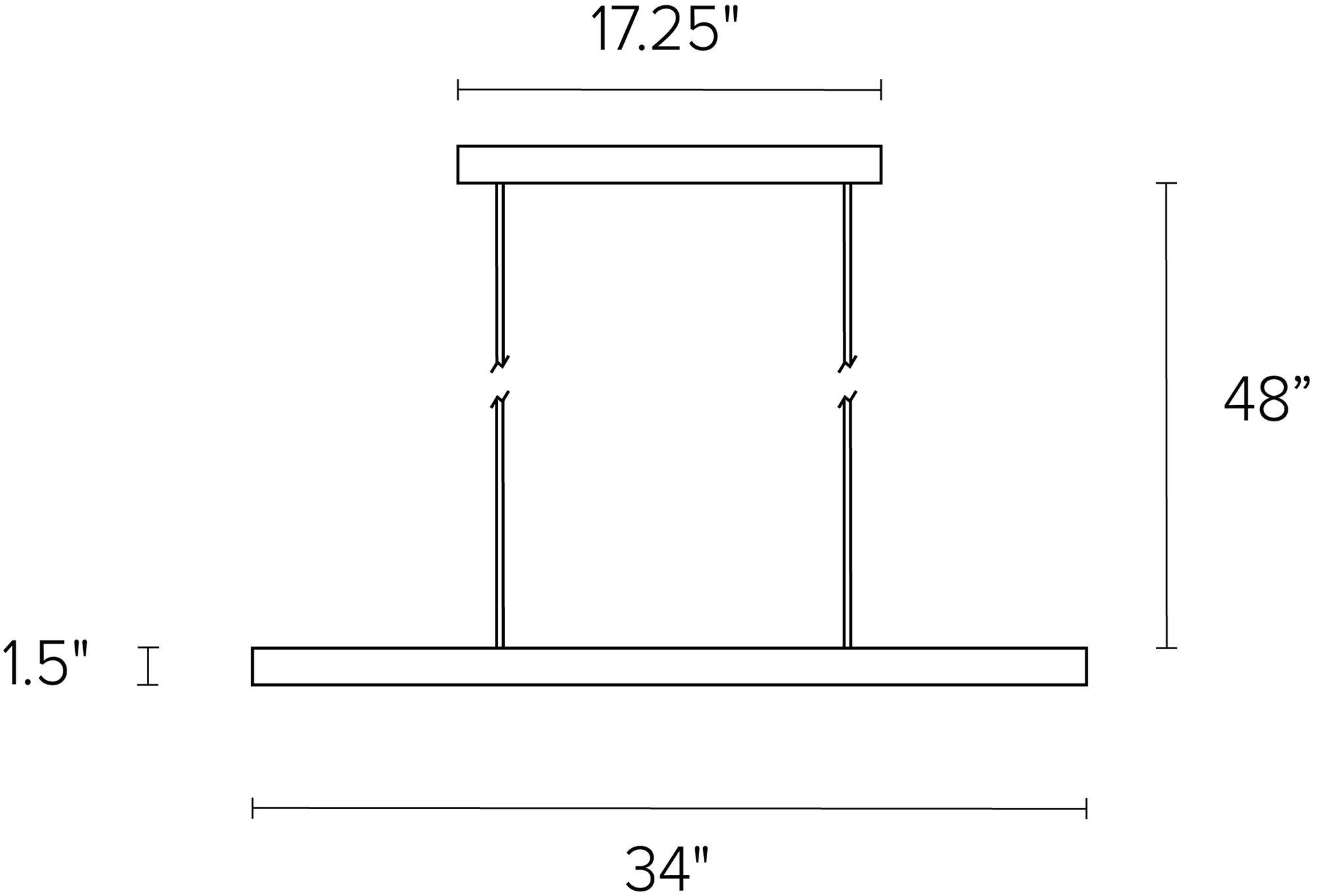 Lumi 34w 1.5d 1.5h Pendant Dimension Drawing.