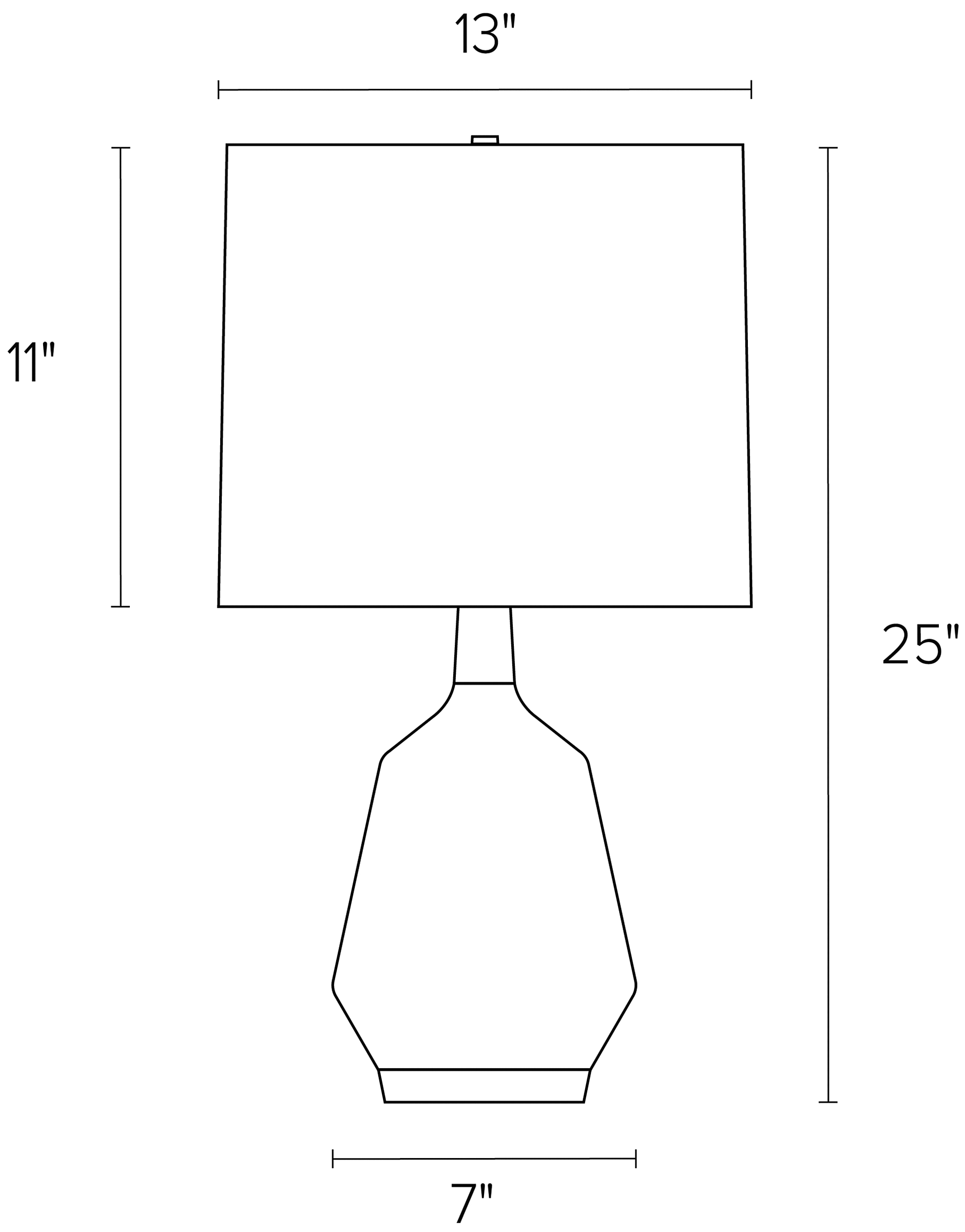 Meriden Table Lamp Dimension Drawing.