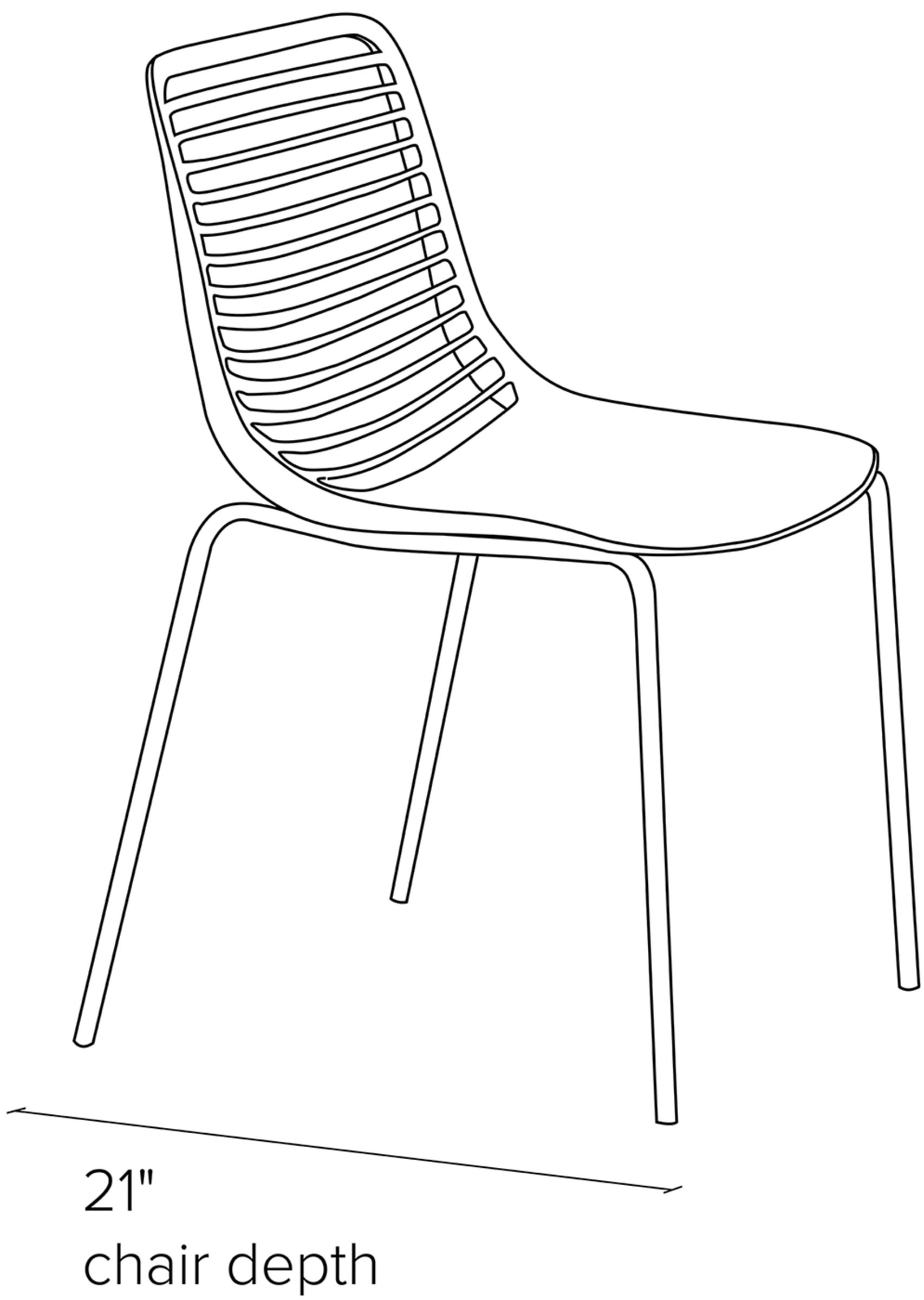 Side view dimension illustration of Mini side chair.