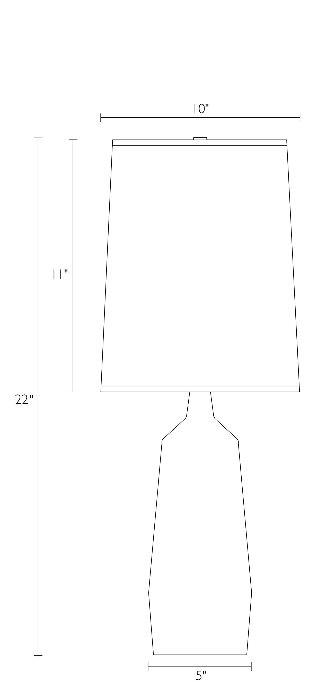 Illustration of Monarch 22 high Table Lamp with dimensions.