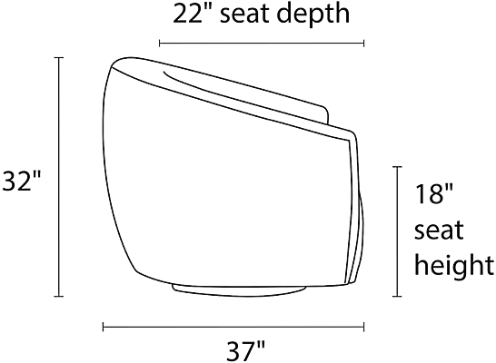 Side view Dimension illustration of Mira Swivel Chair.