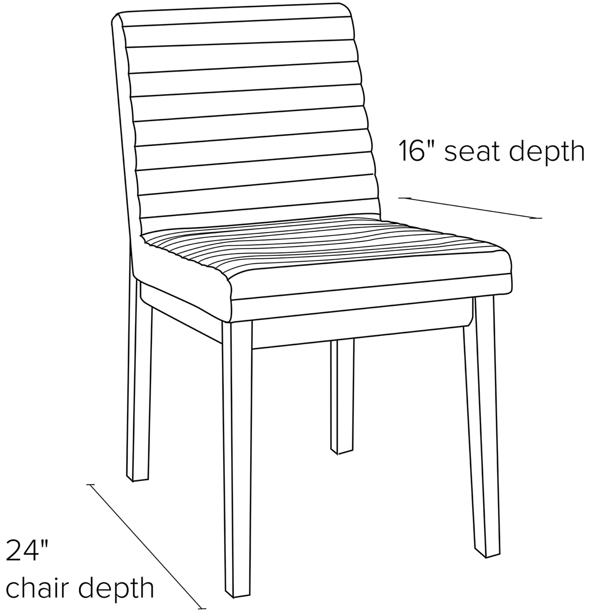 Side view dimension illustration of Olsen side chair.