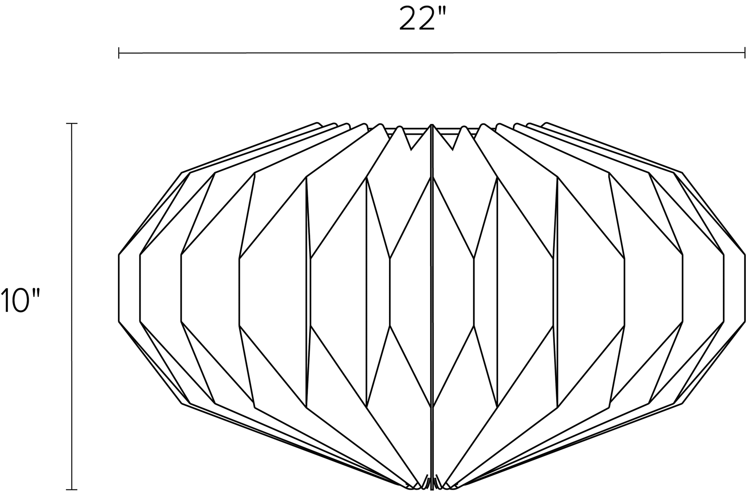 Orikata 22r Flushmount Ceiling Light Dimension Drawing.