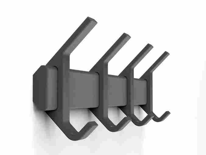 Detail of Orr 24-wide Multiple Wall Hook in Grey.