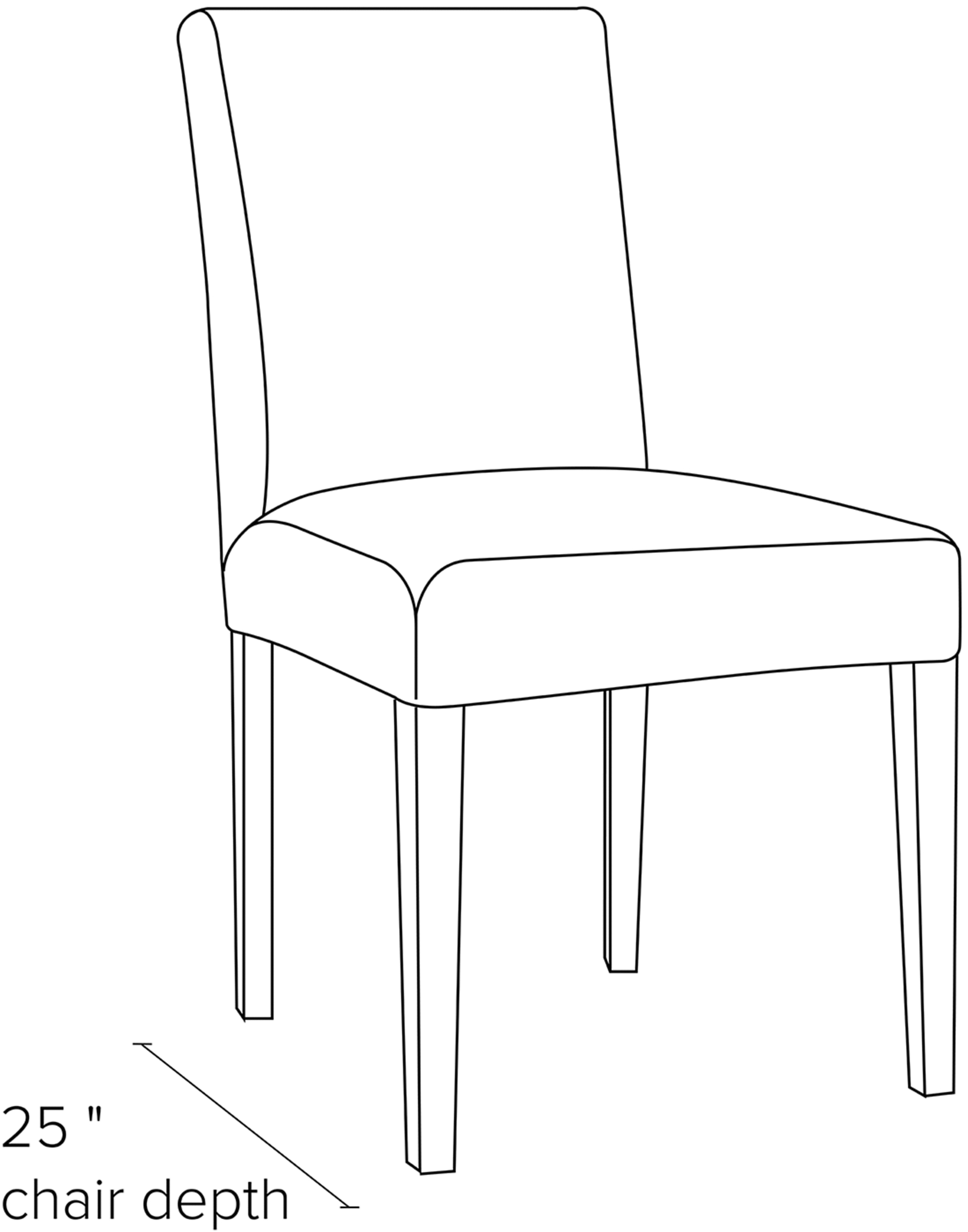 Side view dimension illustration of Peyton side chair.
