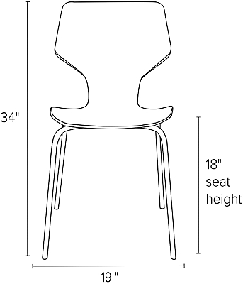 Fron view dimension illustration of Pike side chair.