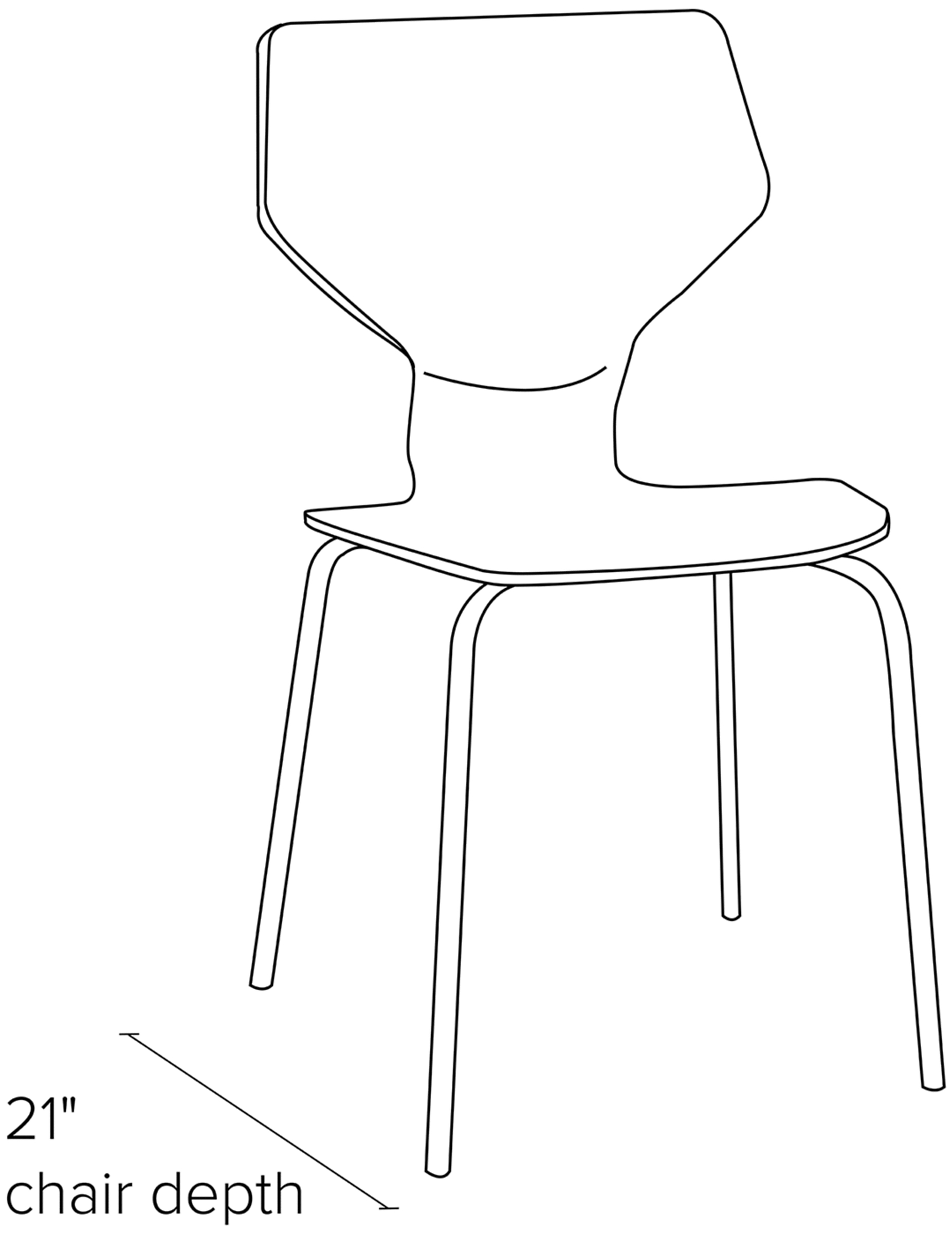 Side view dimension illustration of Pike side chair.
