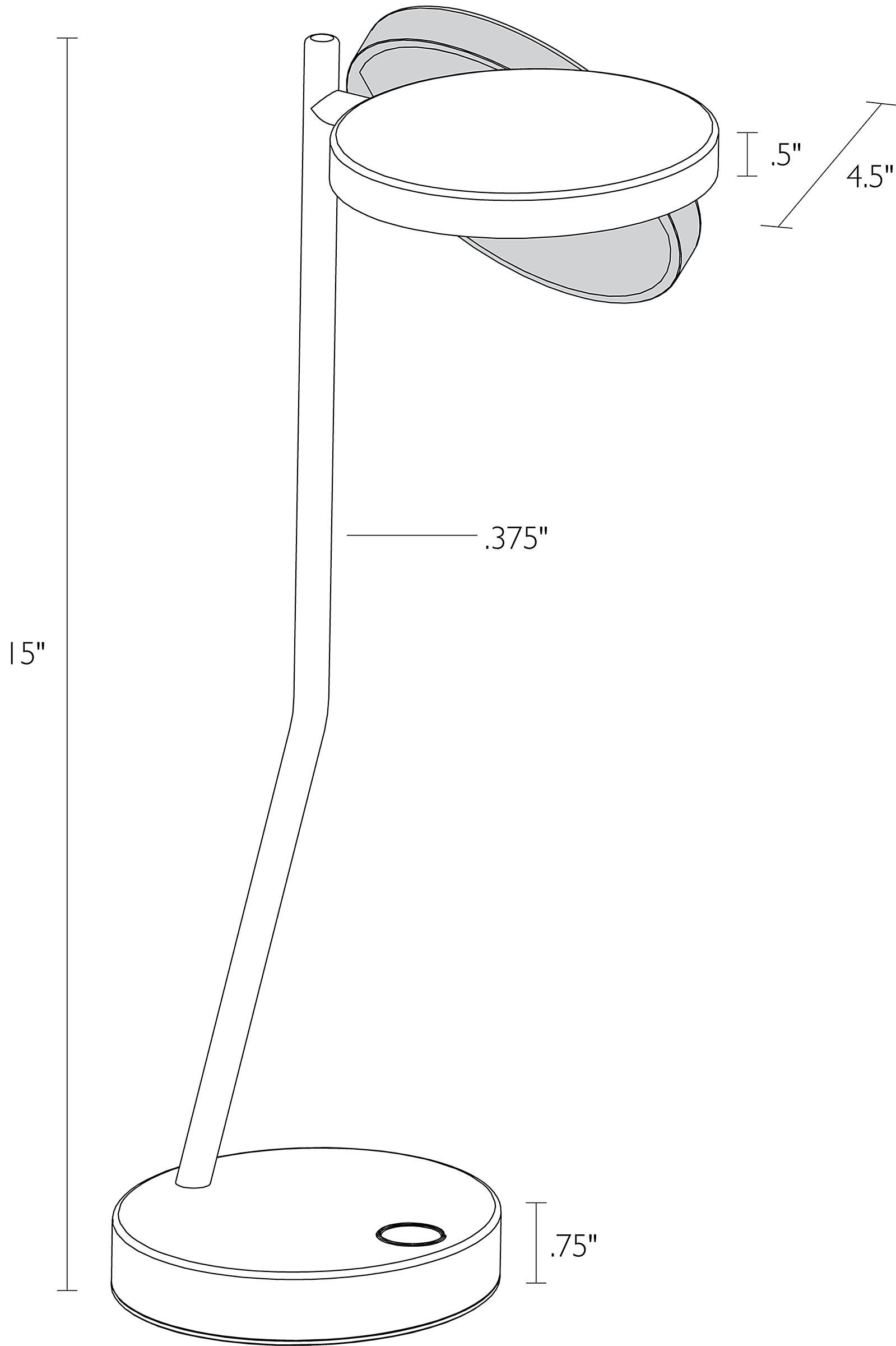 Detail of Puck task lamp dimension drawing.