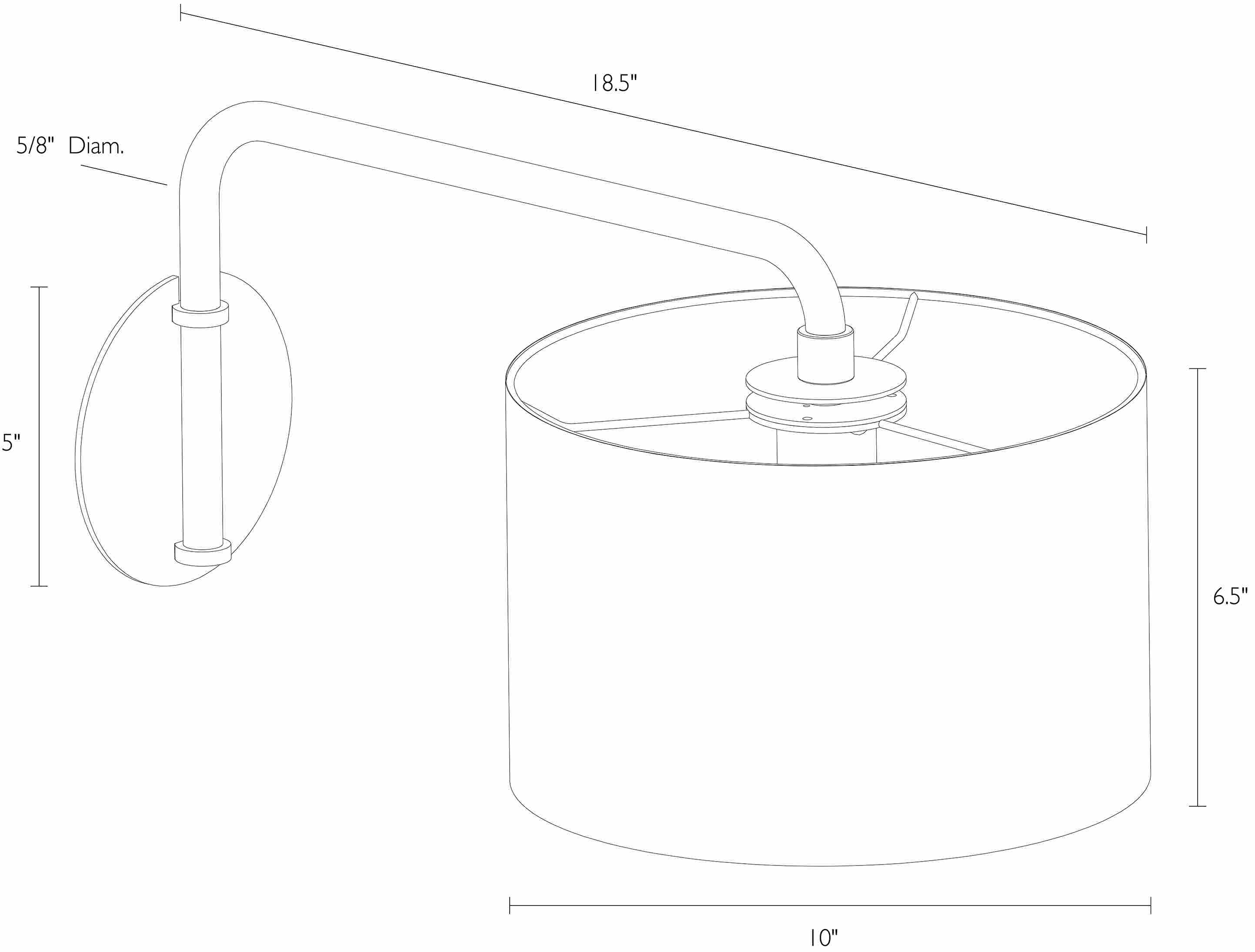 Detail of Rayne sconce dimension drawing.