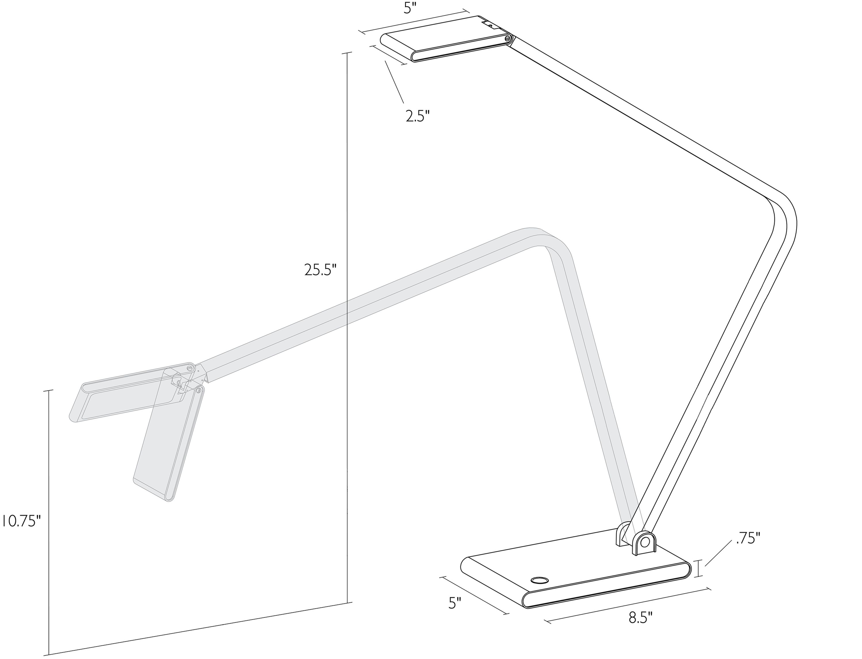 Reach 25 high Table Lamp with dimensions.