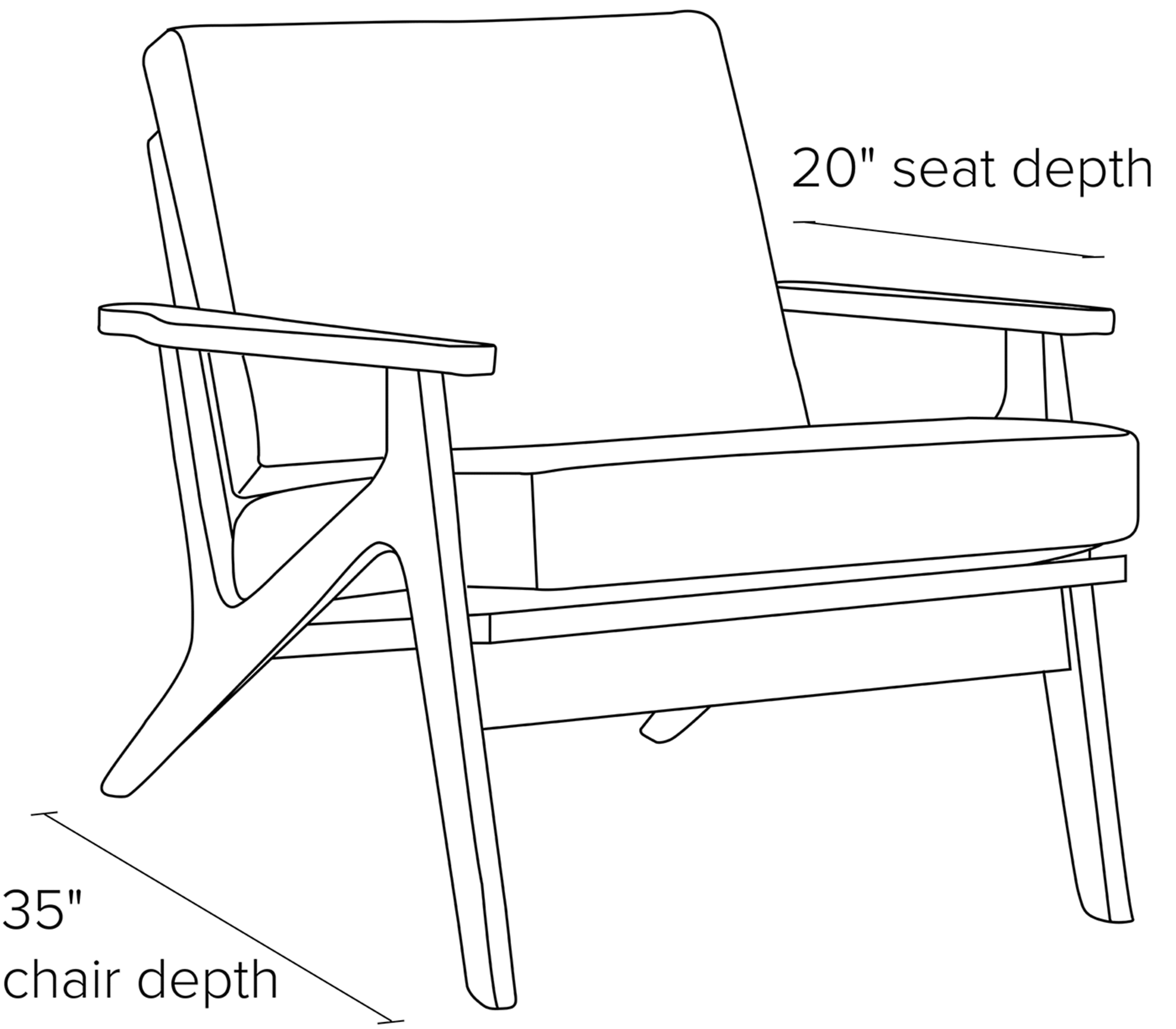 Side view dimension illustration of Sanna chair.