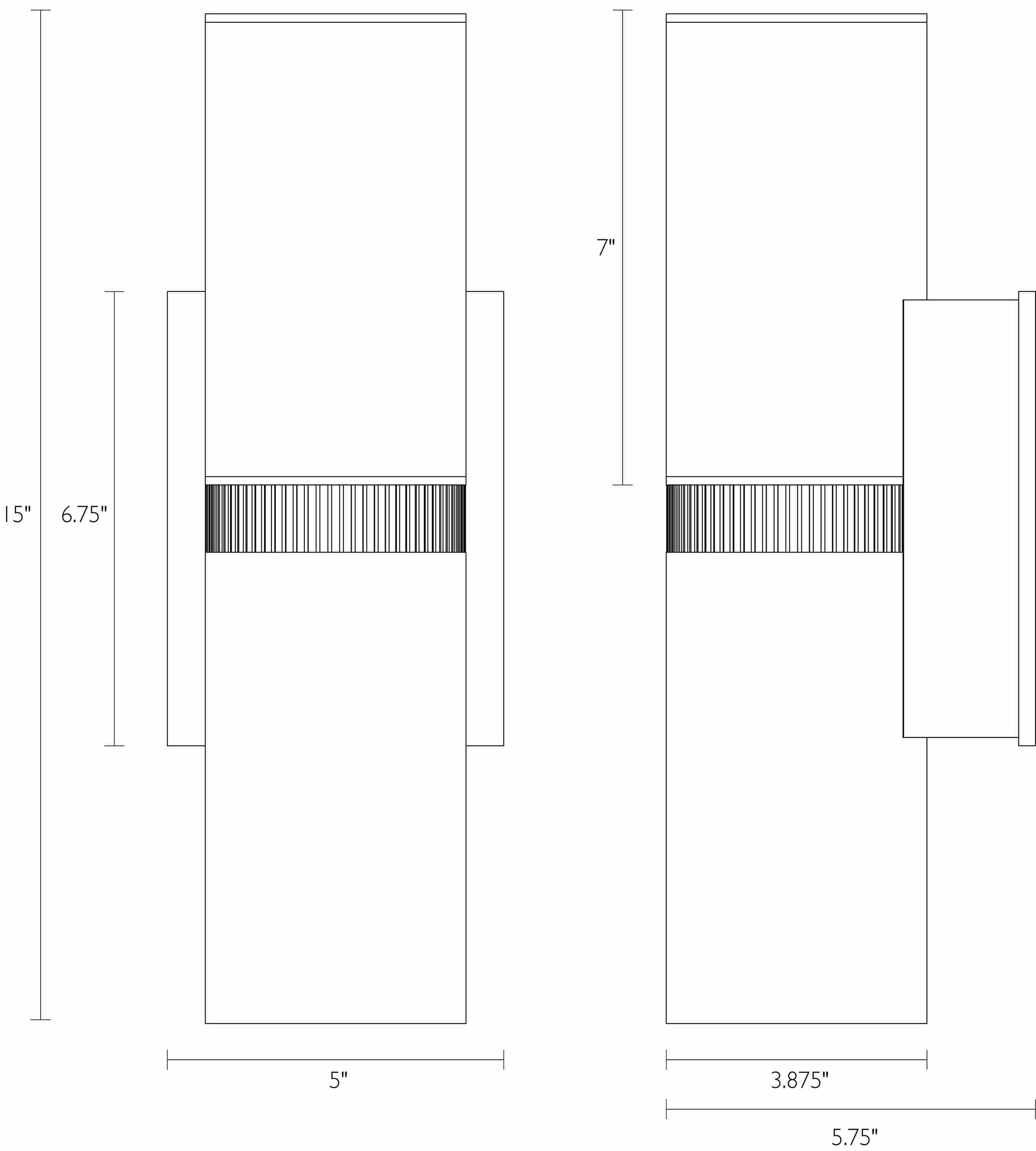 Detail of Scope wall sconce dimension drawings.