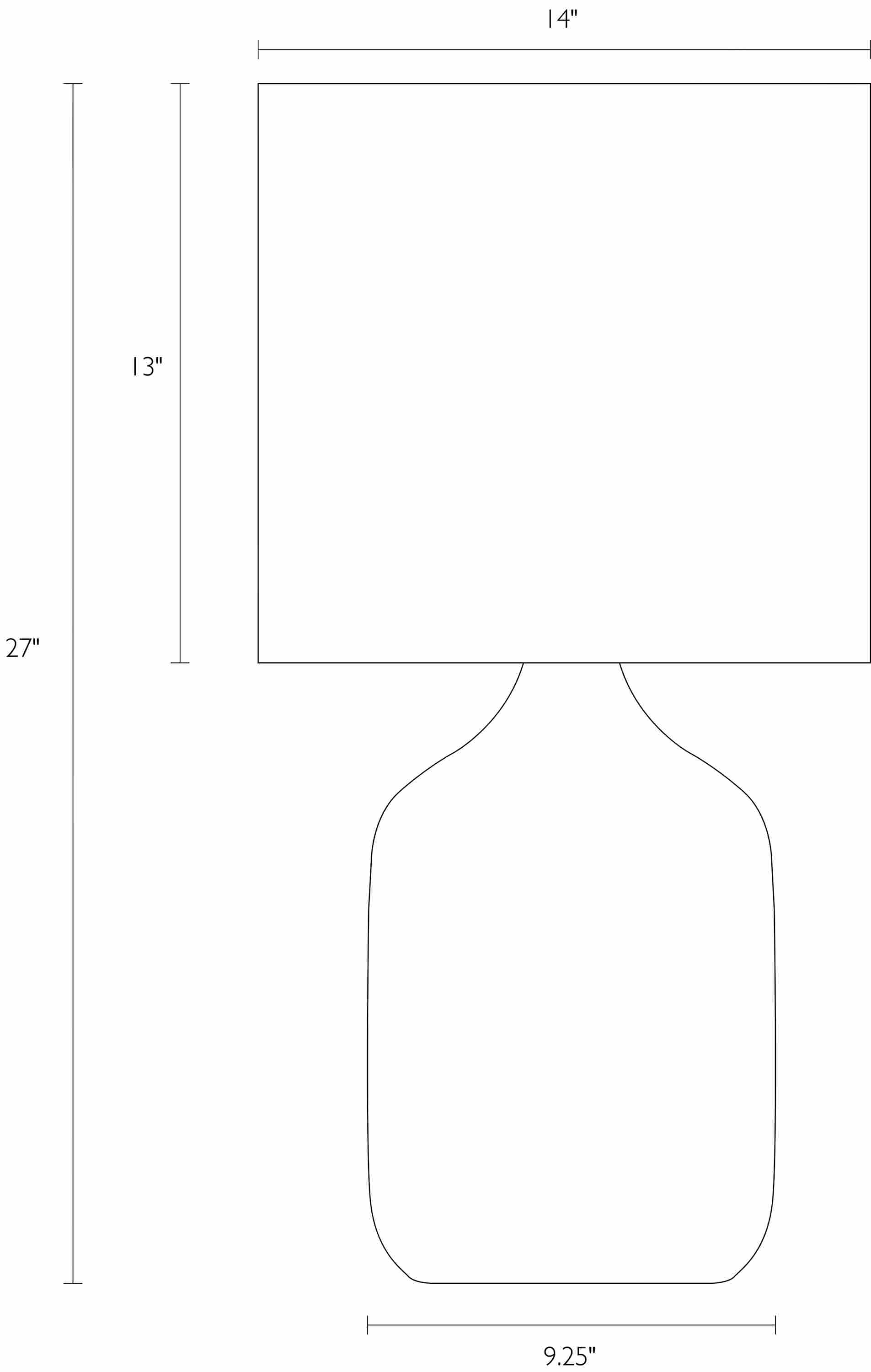Detail of Serena table lamp dimension drawing.