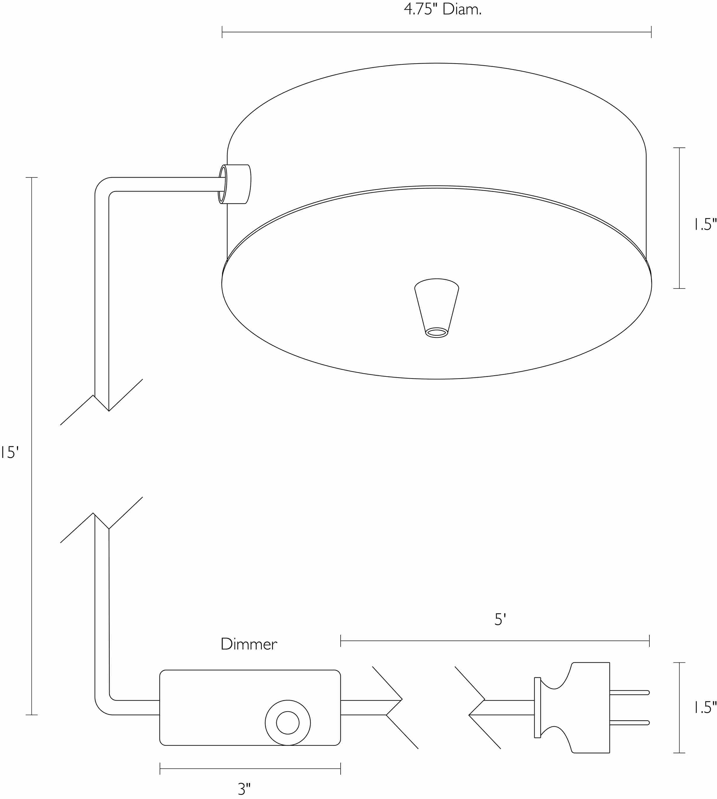 Detail of Tandem surface mount dimension drawing.