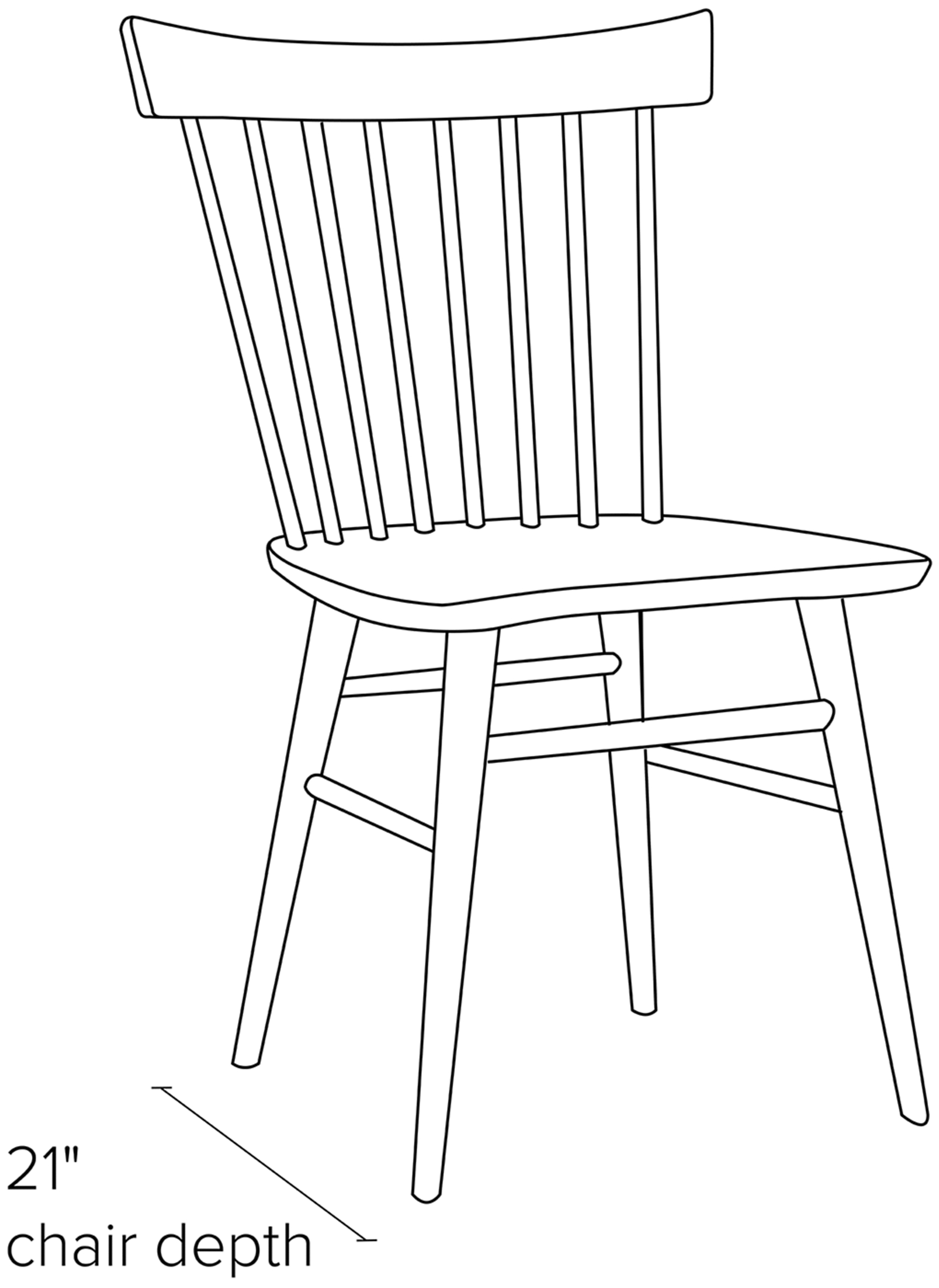 Side view dimension illustration of Thatcher side chair.