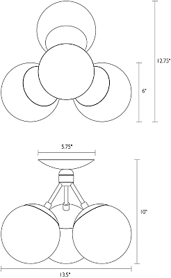 Dimension illustration of Triton flushmount ceiling light.