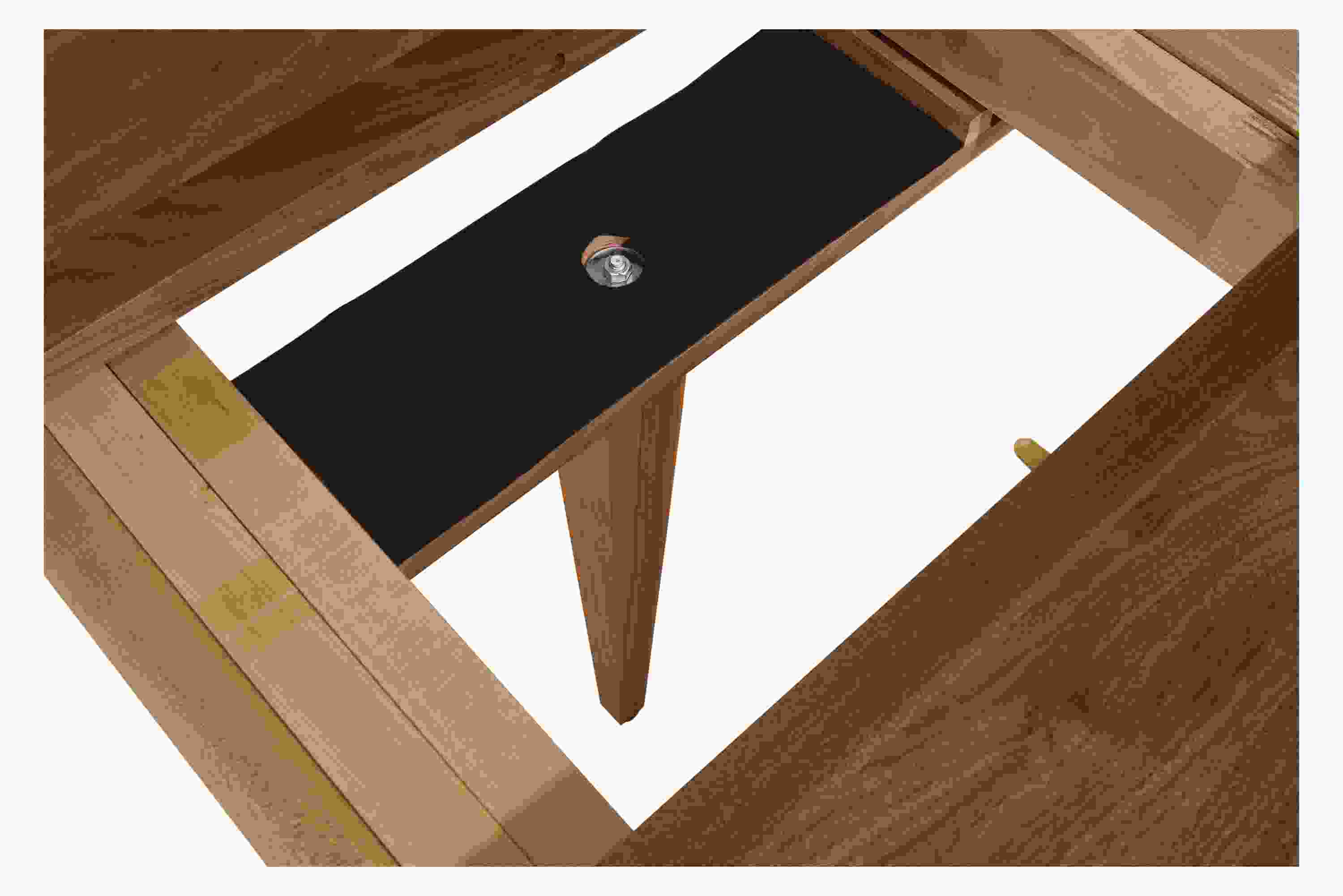 Open detail of Adams Custom Extension Table in Walnut.