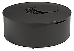 Adara 42-round Outdoor Fire Tablewith  lava rocks and lid.