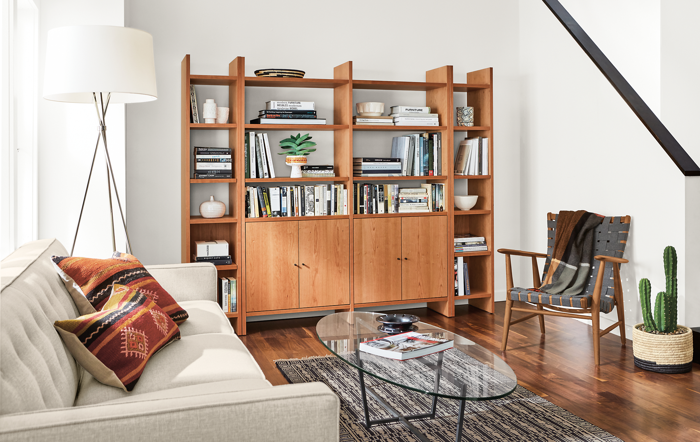 Four custom Addison bookcases in living space.