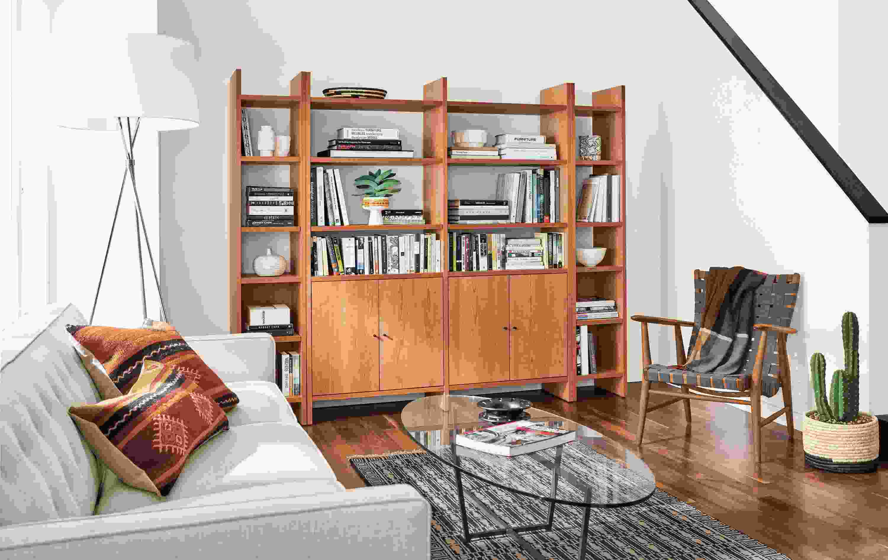Four custom Addison bookcases in living space.