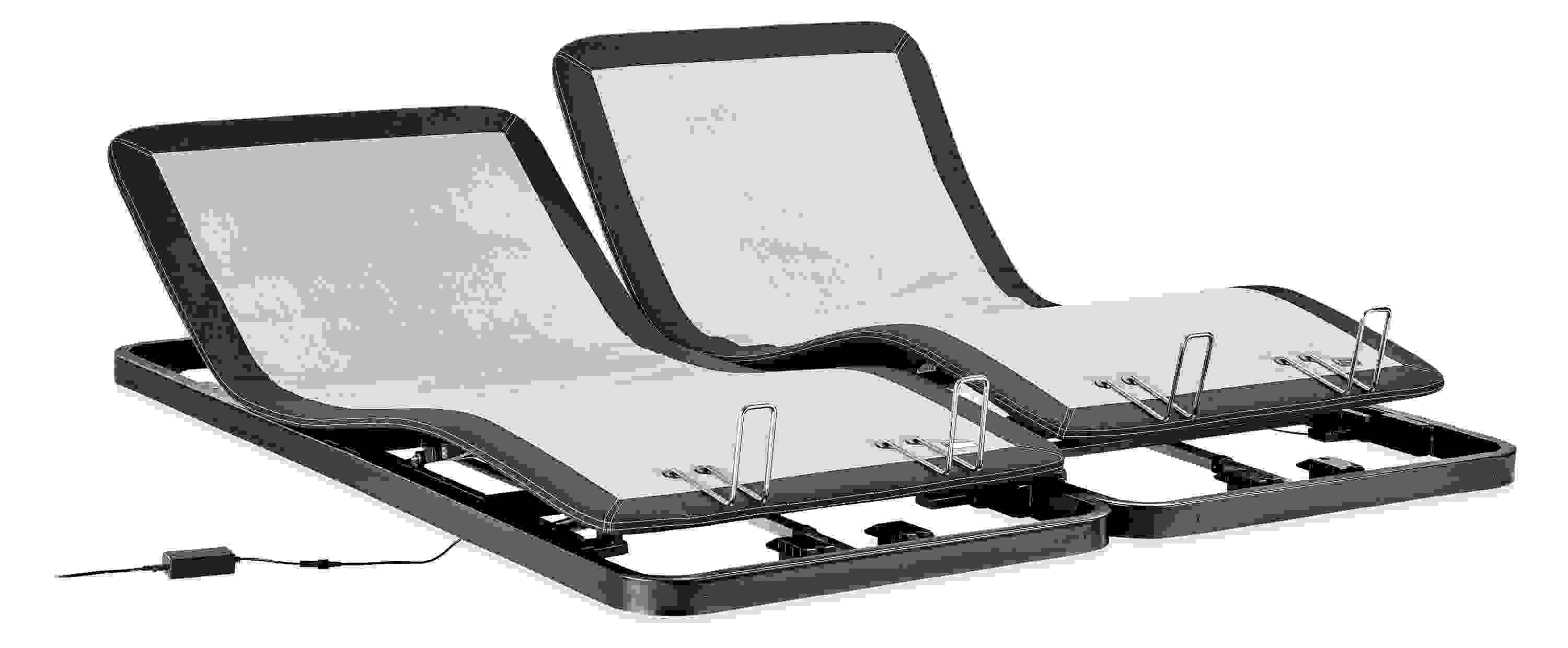 Detail of two split-king adjustable bed bases raised.