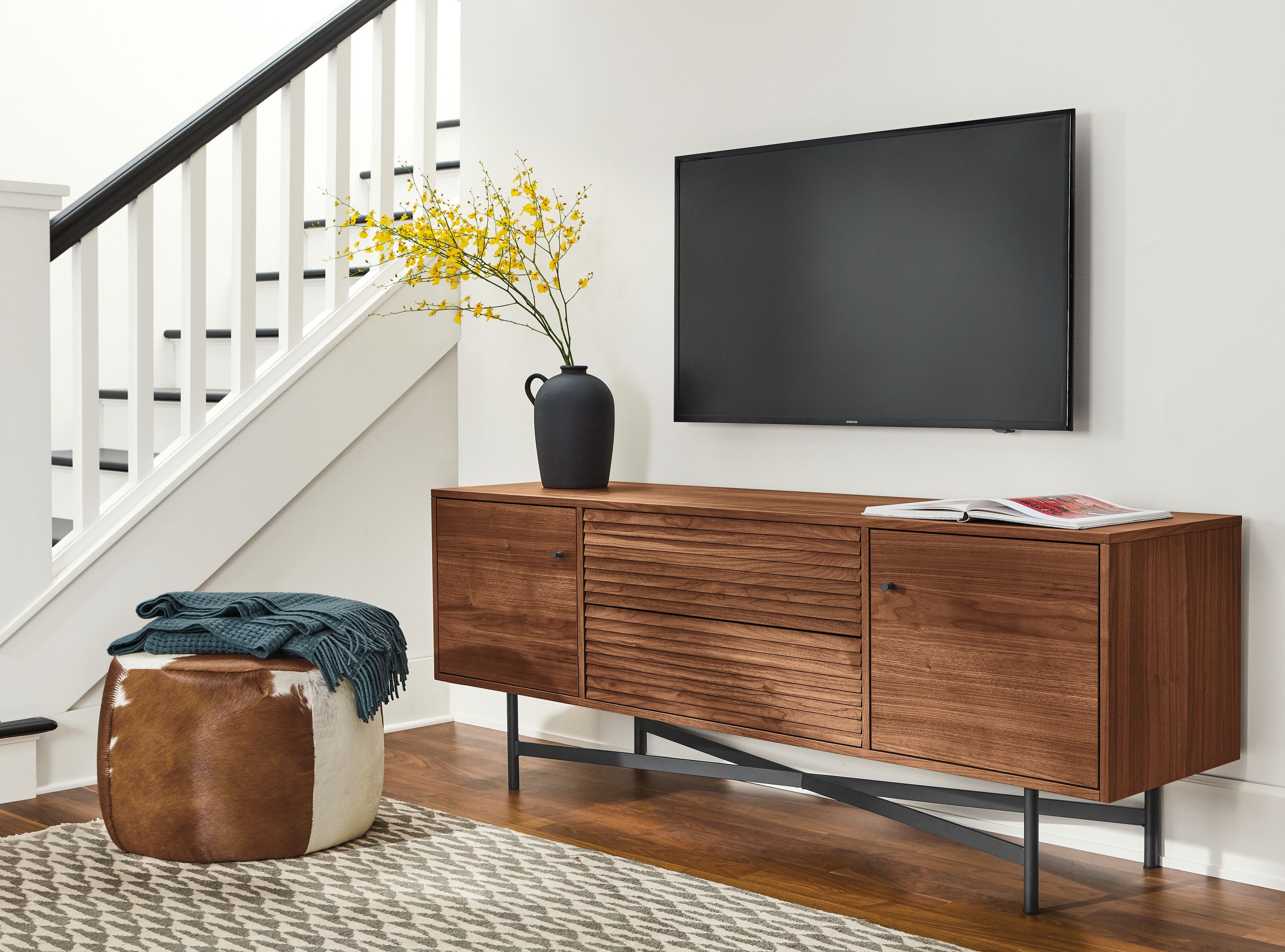72w cabinet in walnut with graphite base
