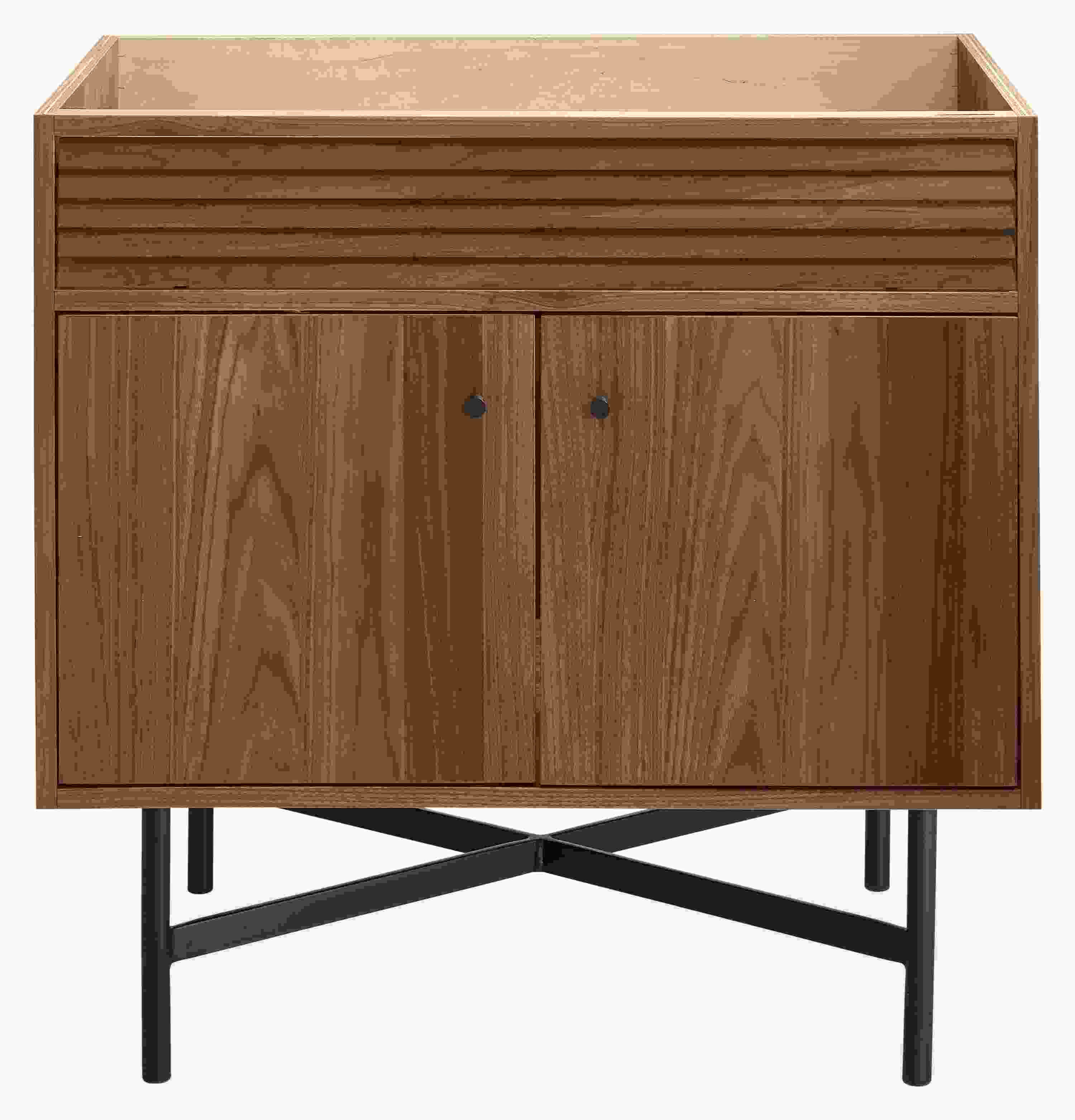 Detail of Adrian bathroom vanity base cabinet without top.