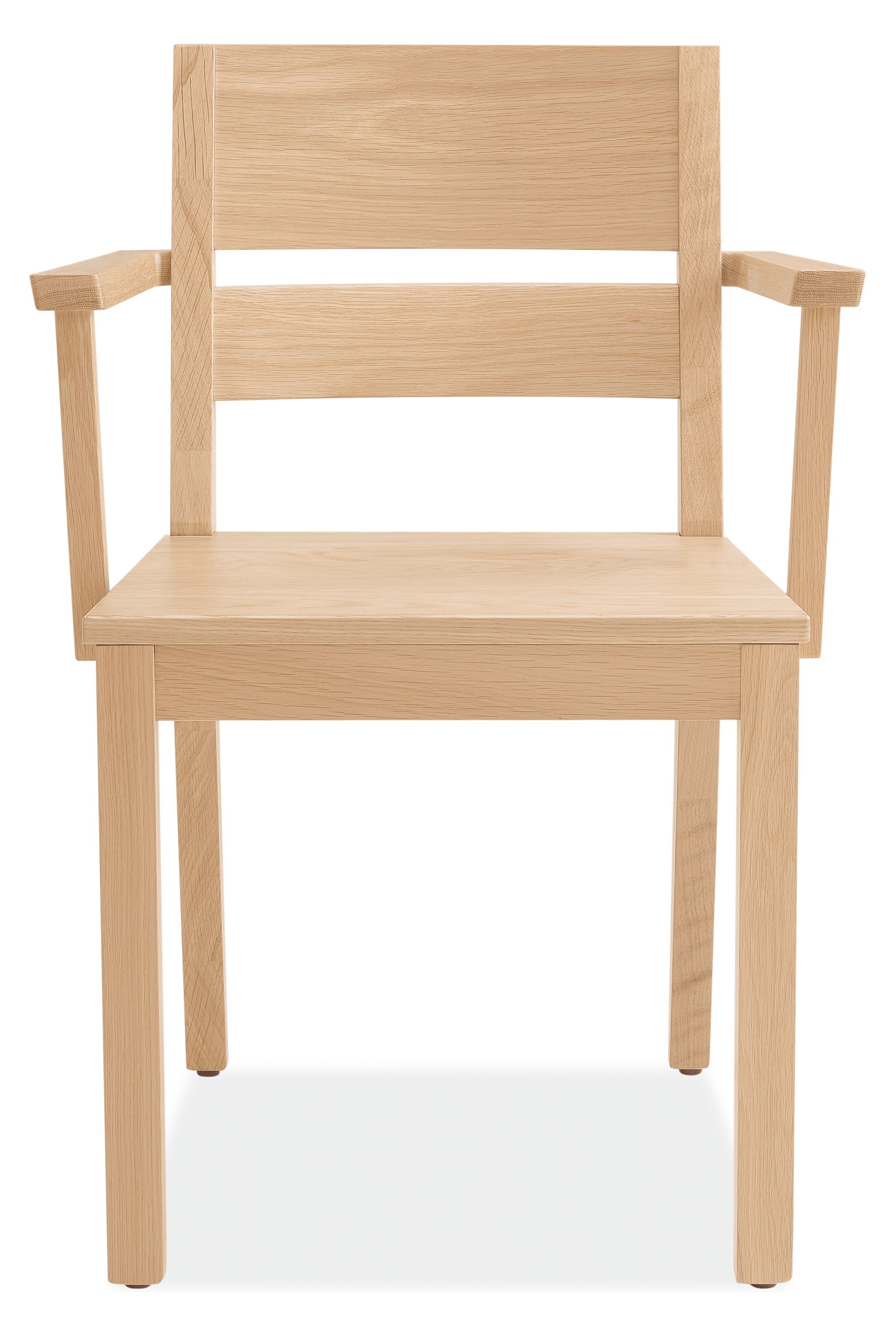Front view of Afton Arm Chair with Wood Seat.
