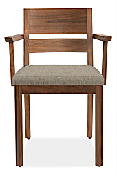 Front view of Afton counter stool in walnut with fabric seat.