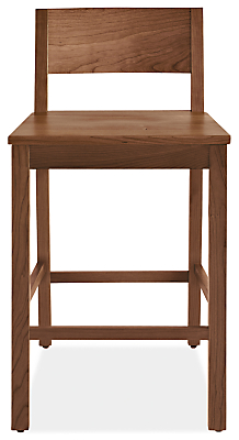 Front view of Afton counter stool in walnut.