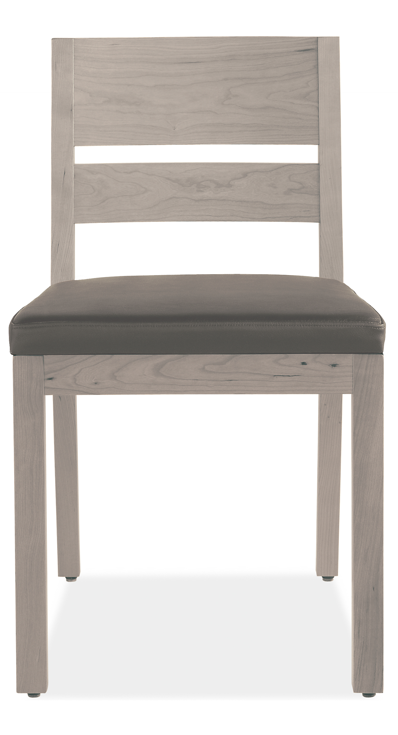 Front view of Afton Side Chair in  Shell and Pistel Grey Leather.