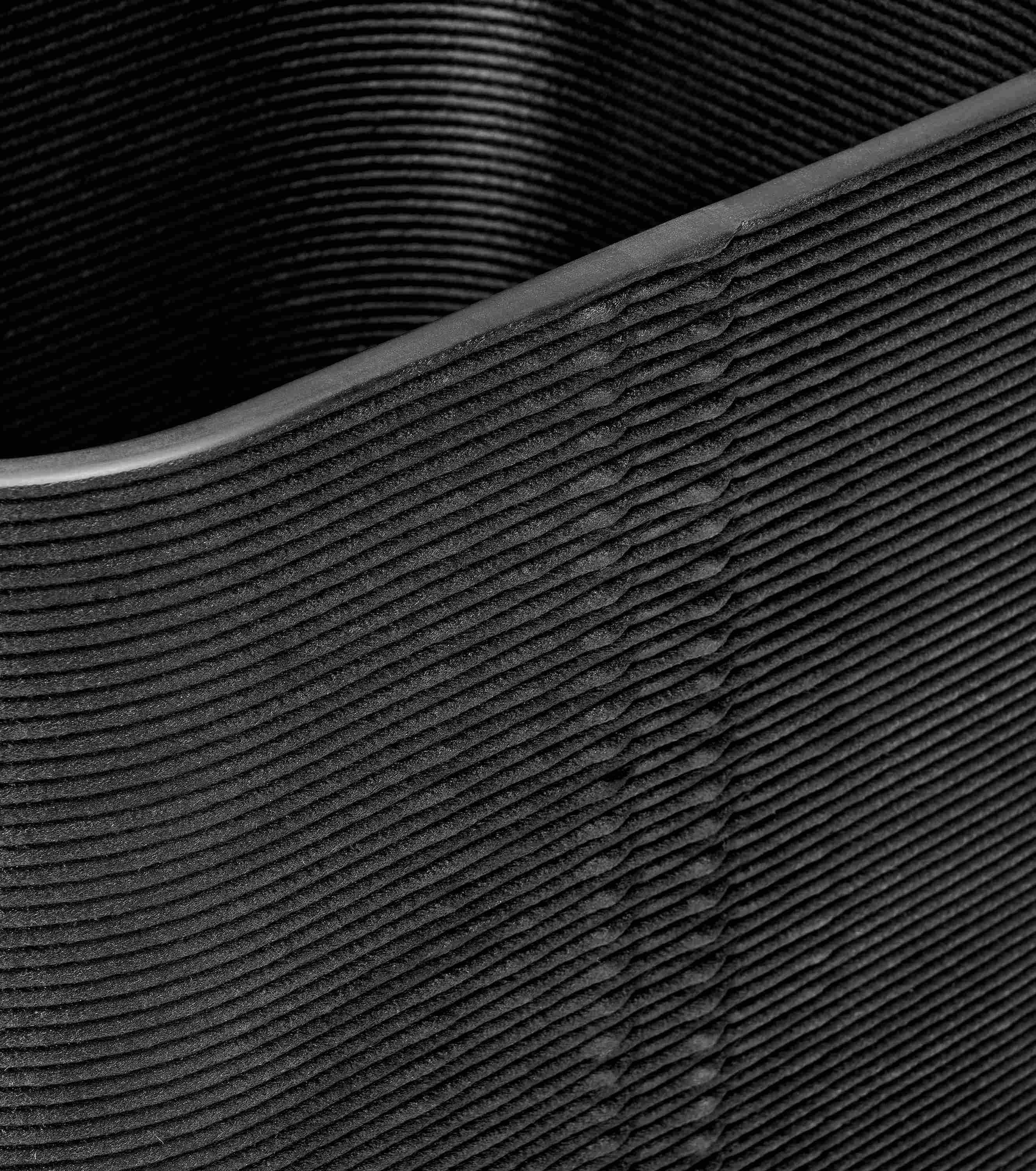 detail of Ajax 18w 14d 18h Planter in Black Composite.