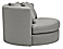 Side view of Alcove 51" Swivel Chair in Mist Steel.