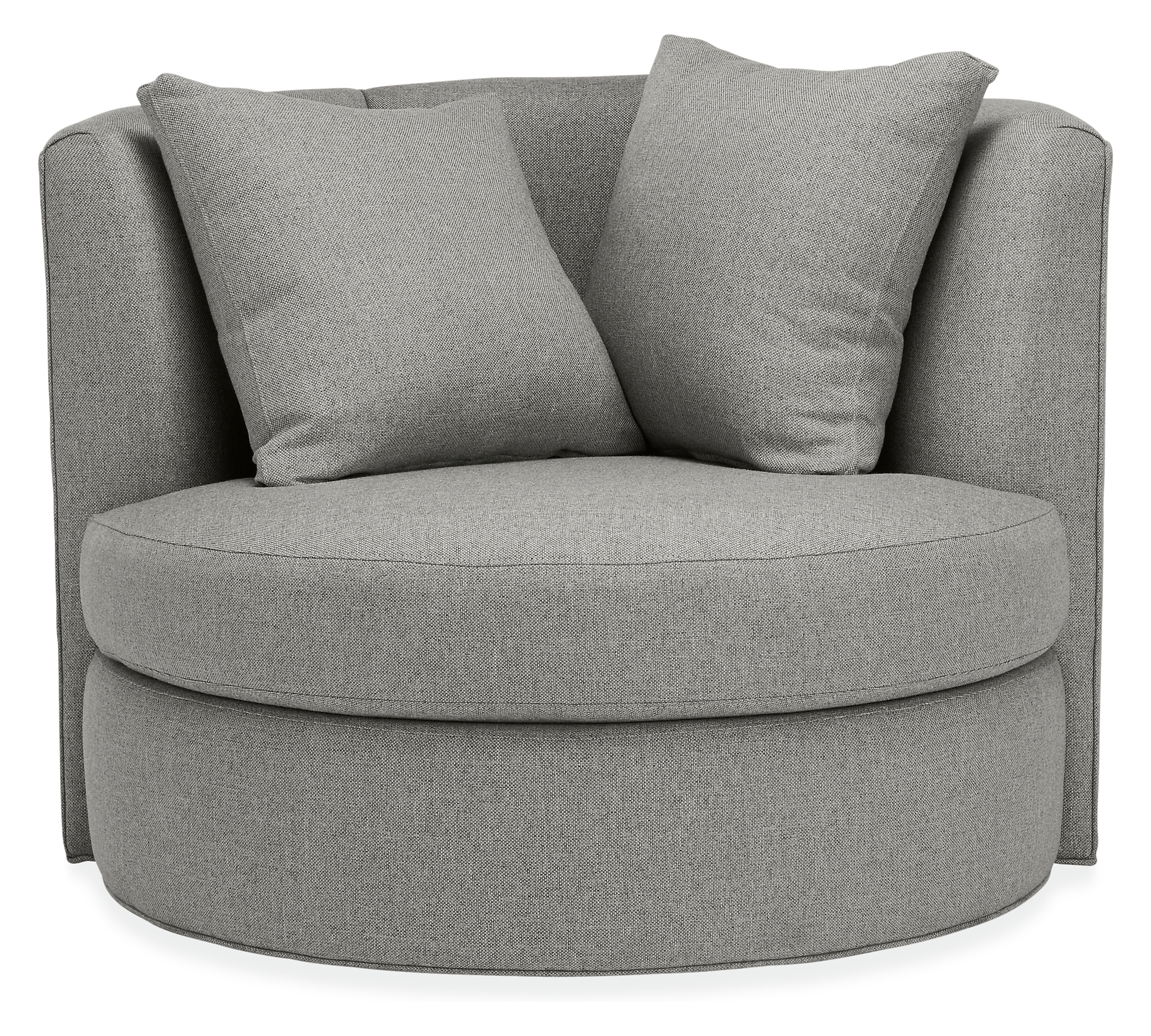 Front view of Alcove 42 Swivel Chair in Mist Steel.