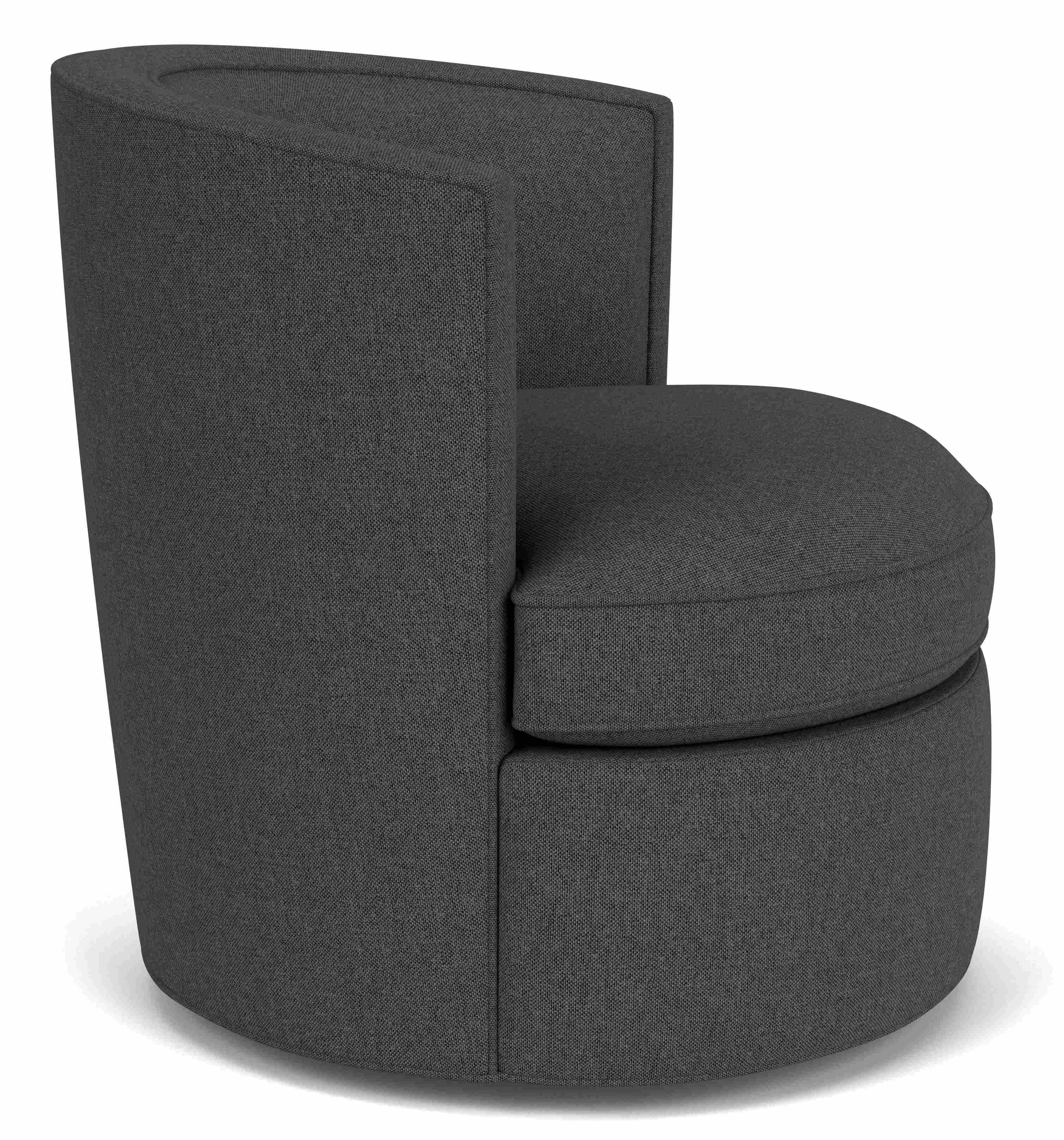 Side view of Ambrose chair in Mist charcoal fabric.