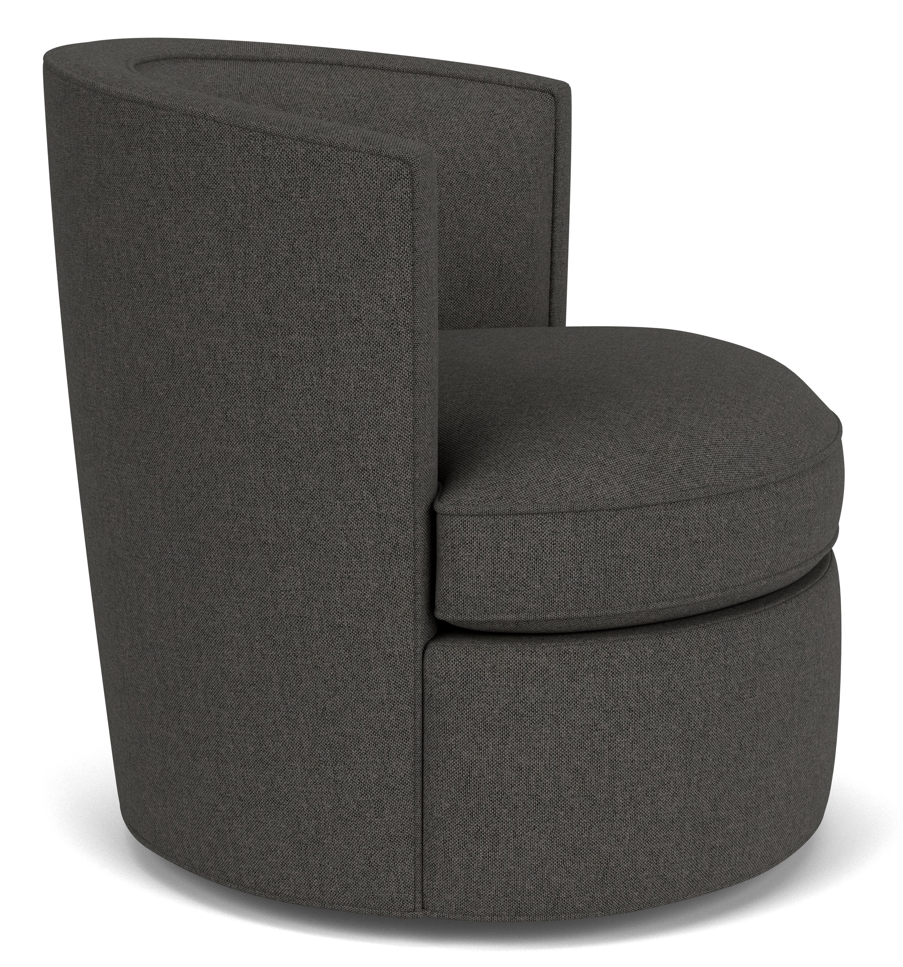 Side view of Ambrose chair in Mist charcoal fabric.