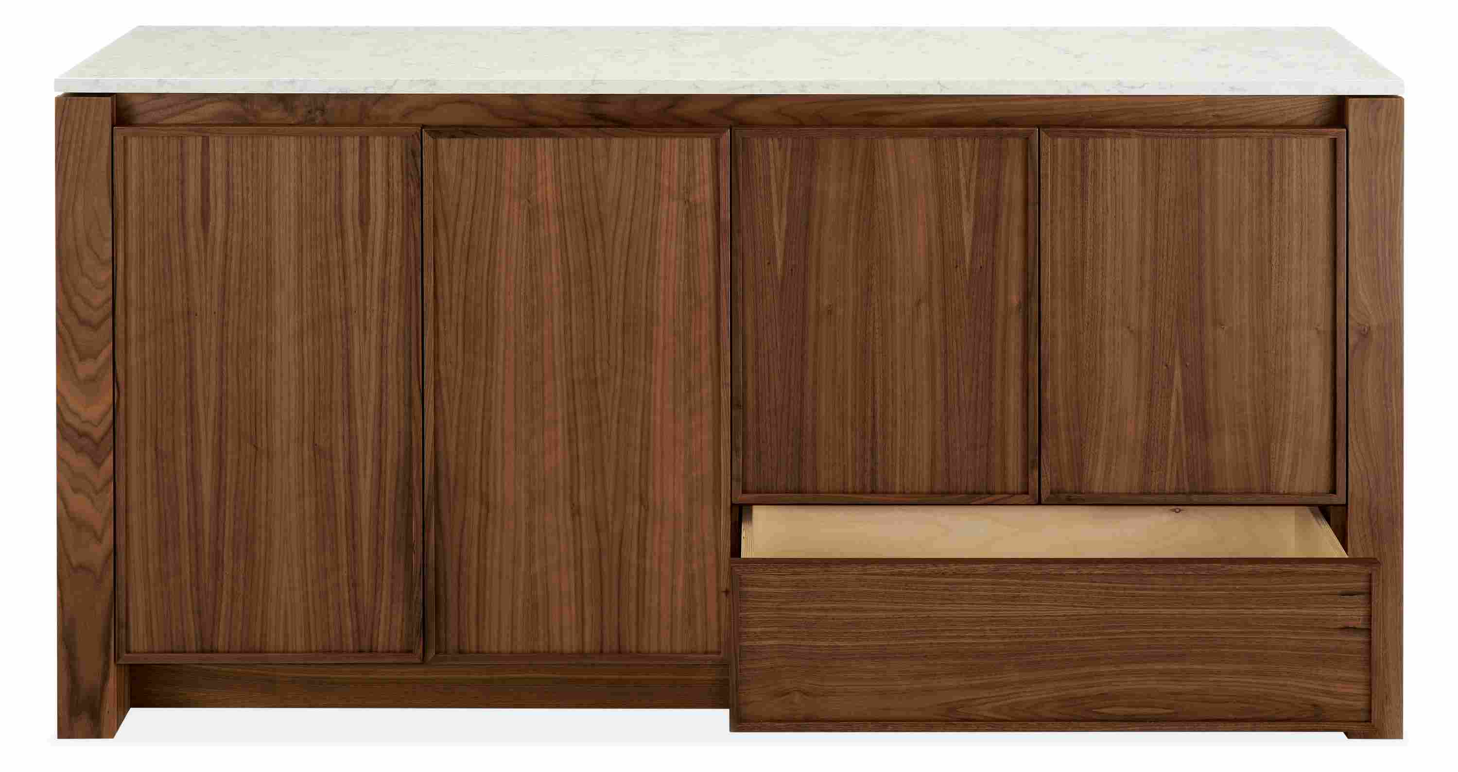 Open drawer detail of Amherst 72-wide Kitchen Island.