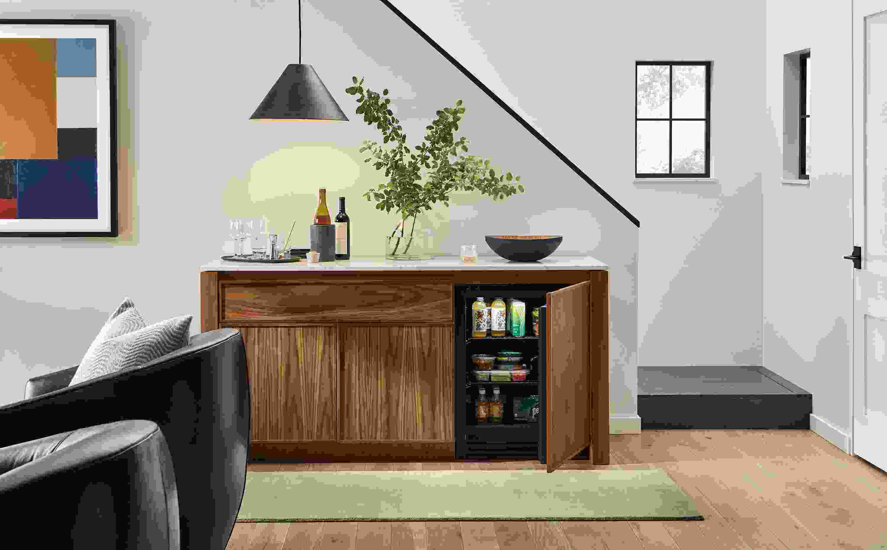 Amherst Walnut Storage Cabinet with Refrigerator