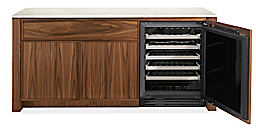Front view of Amherst 72w 25d 34h ADA-Height Storage Cabinet with Glass Door Wine Refrigerator.