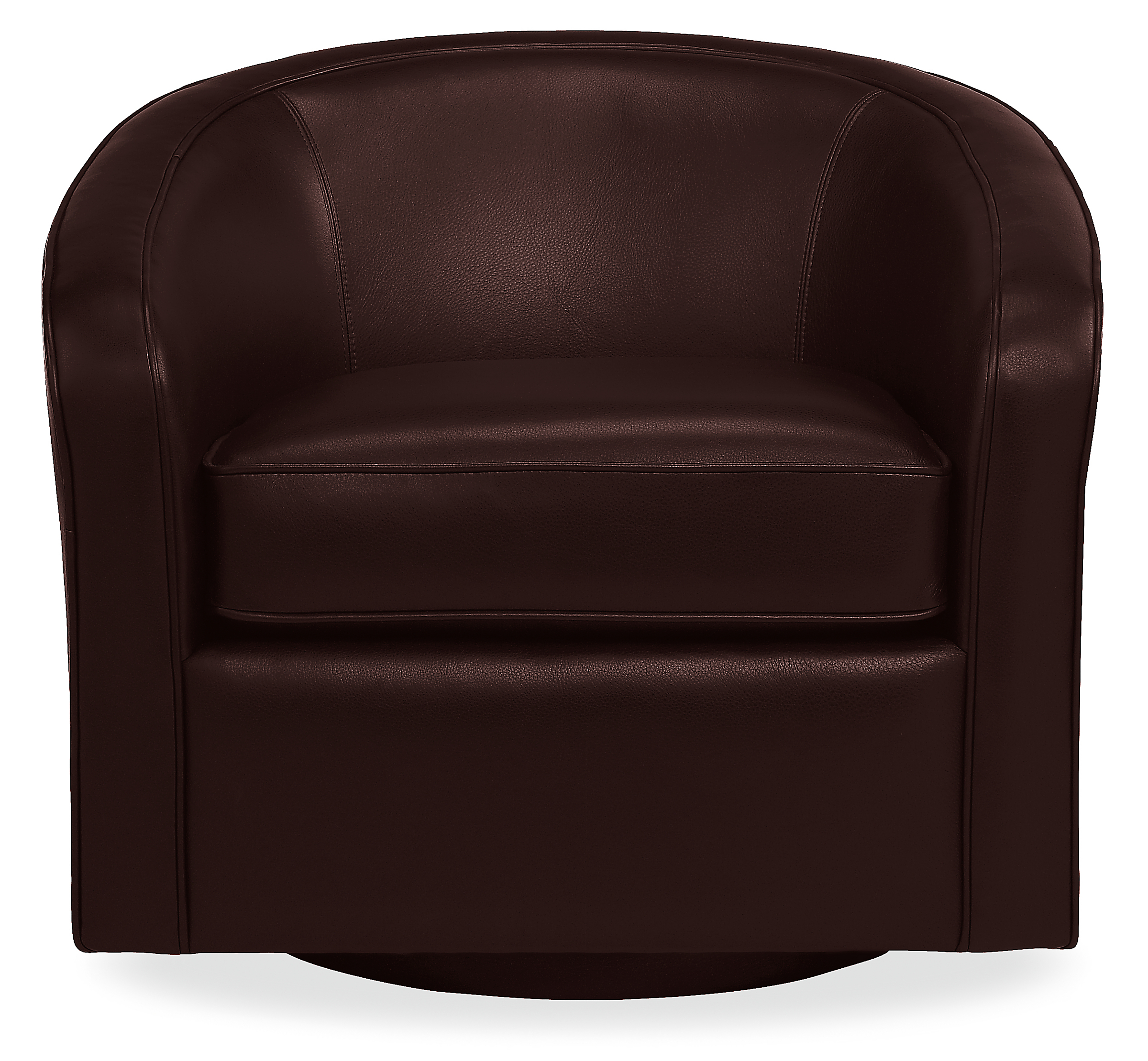 Front view of Amos Swivel Chair in Vento Coffee.