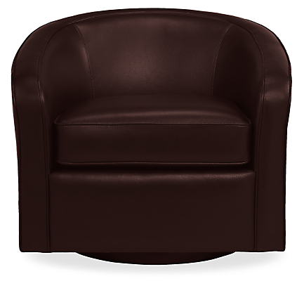 Front view of Amos Swivel Chair in Vento Coffee.