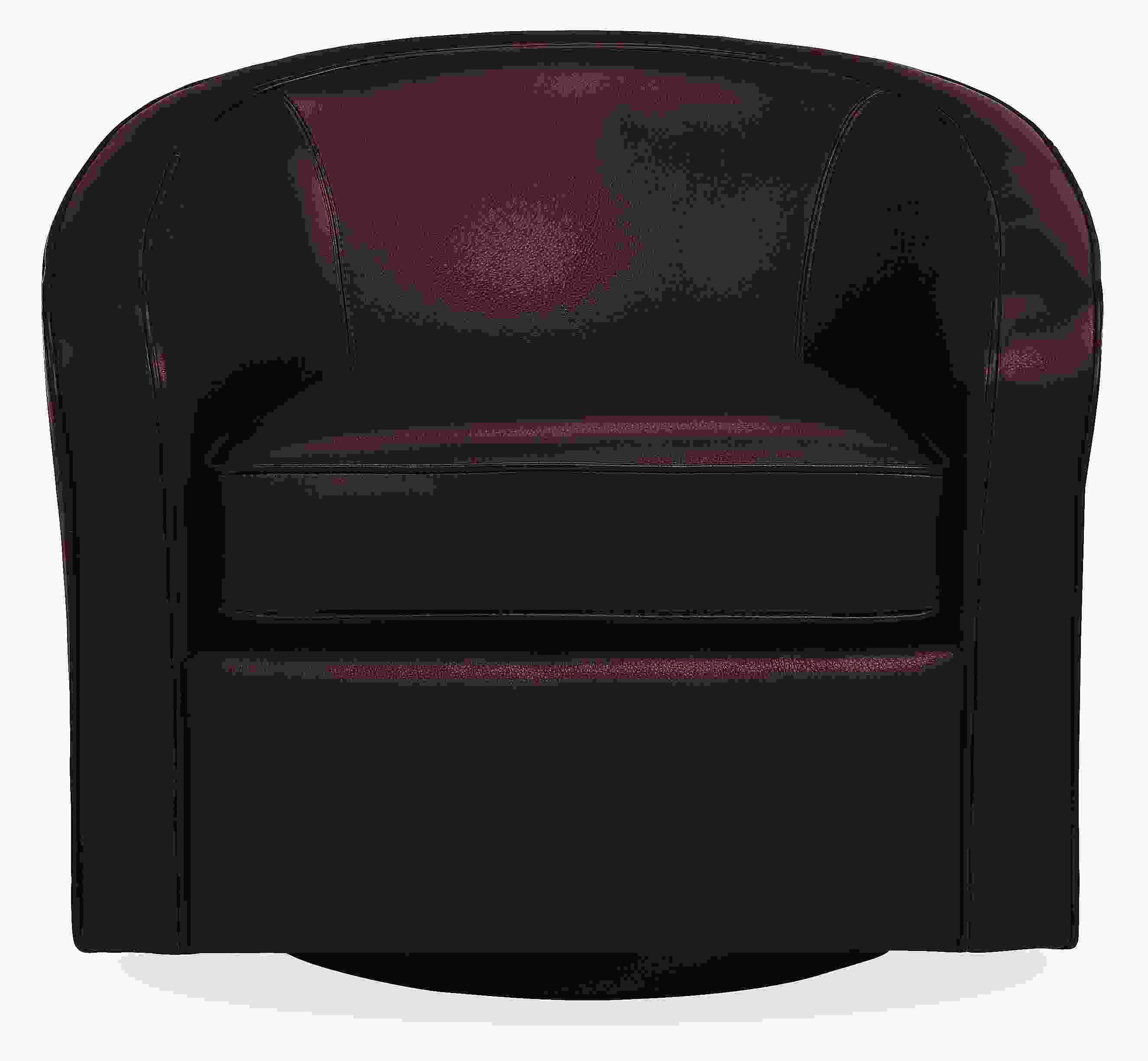 Front view of Amos Swivel Chair in Vento Coffee.