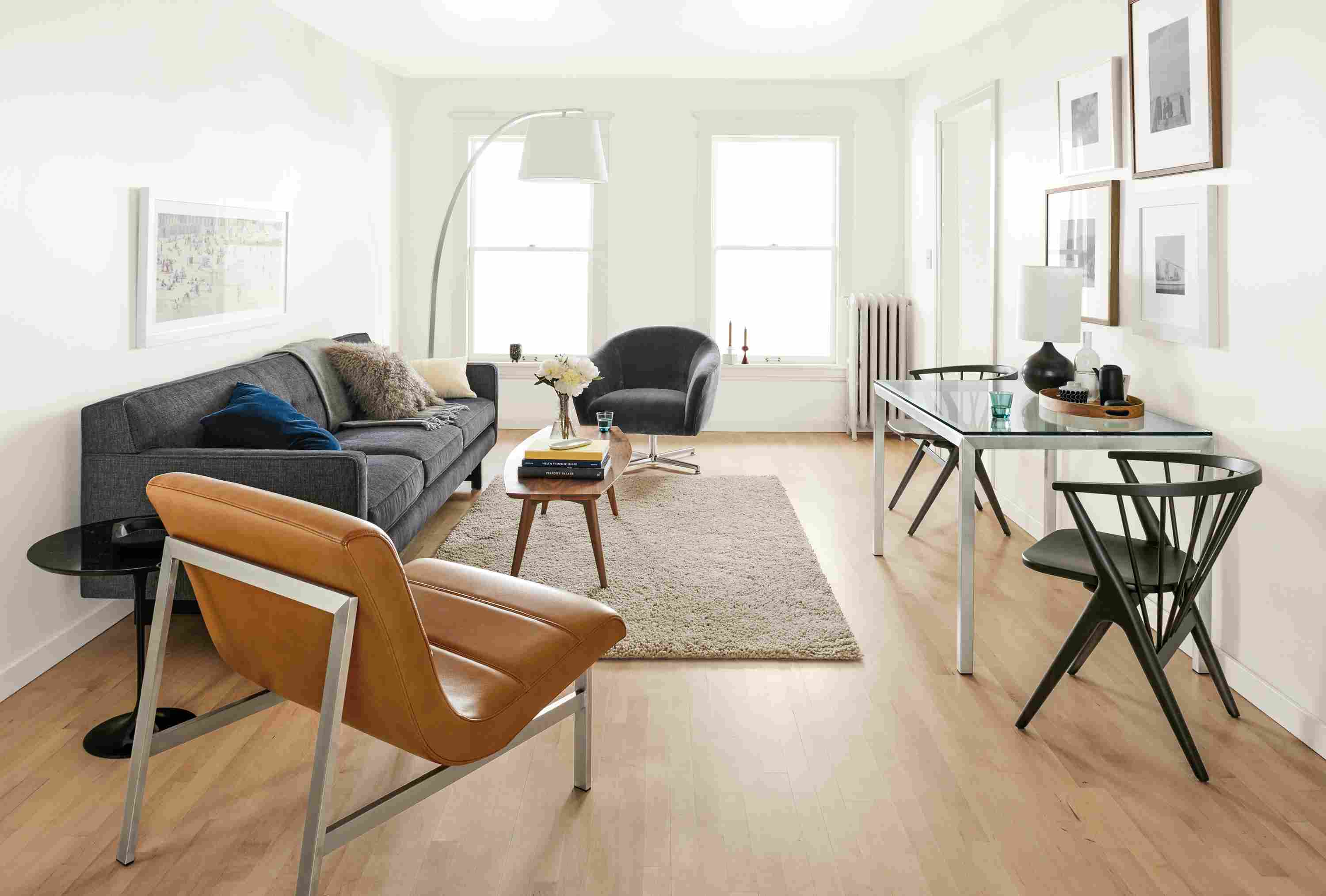 Detail of Andrea sofa in apartment living room.