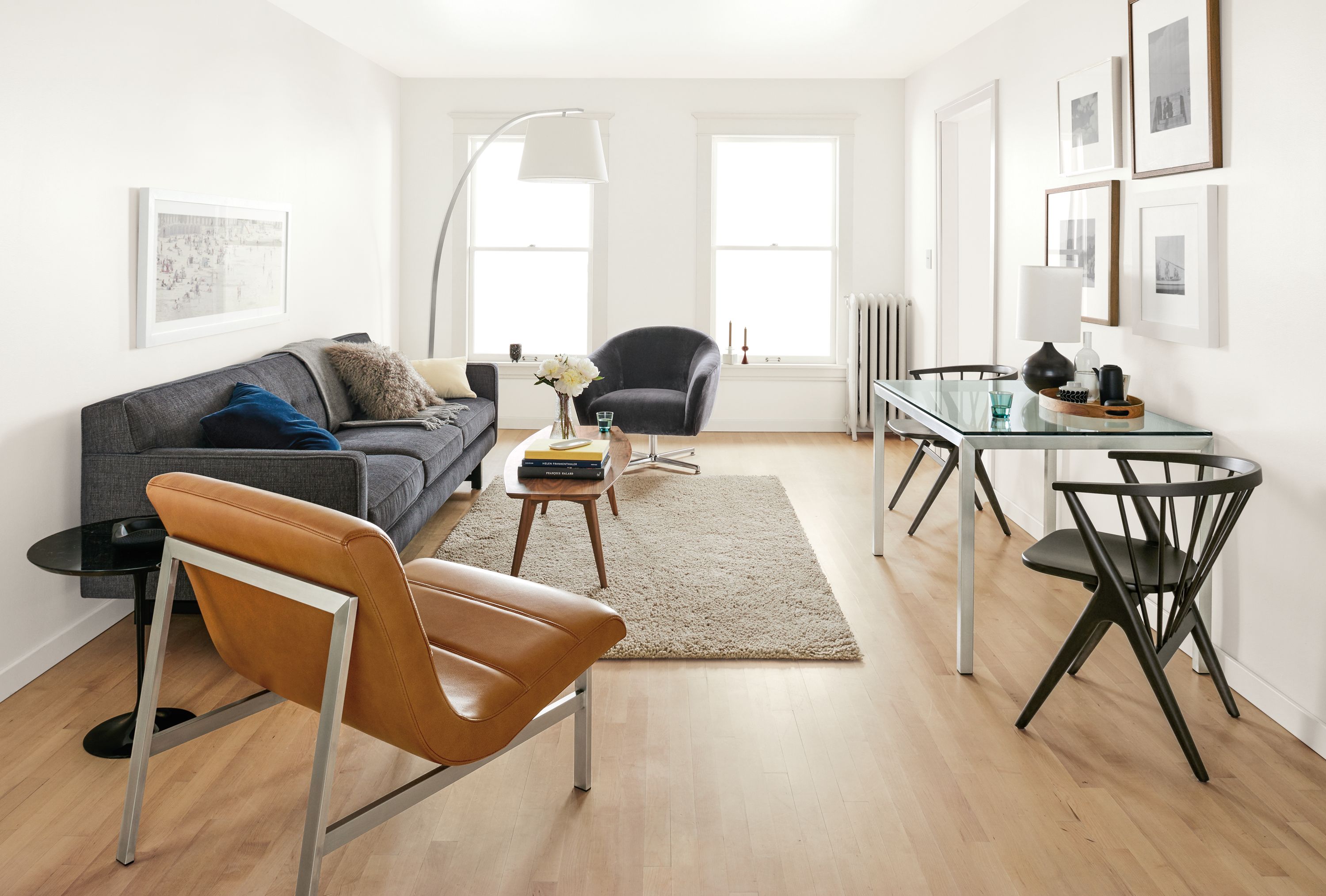 Detail of Andrea sofa in apartment living room.