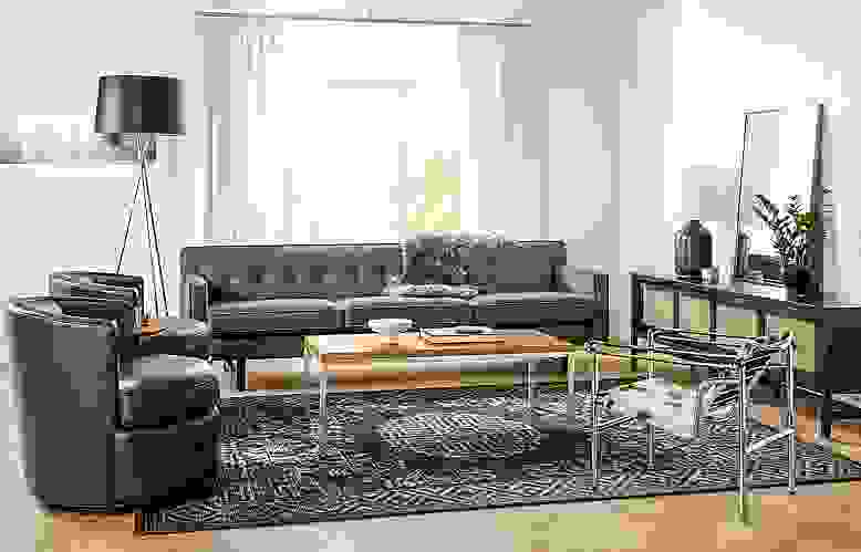 Detail of Andre sofa in modern living room.